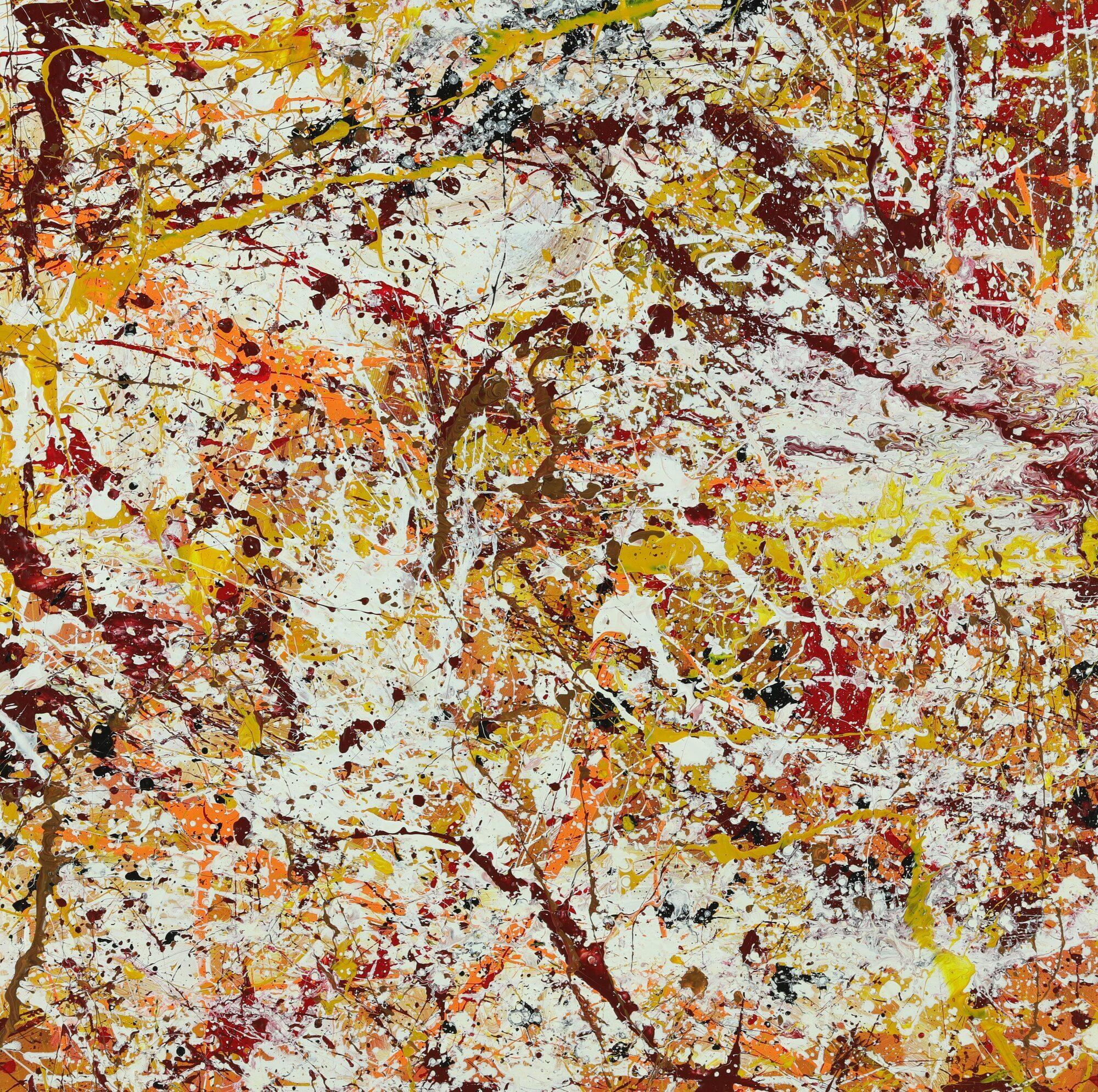 Abstraktes Acrylbild Modern Art handgemalt auf Leinwand Action Painting quadratisch