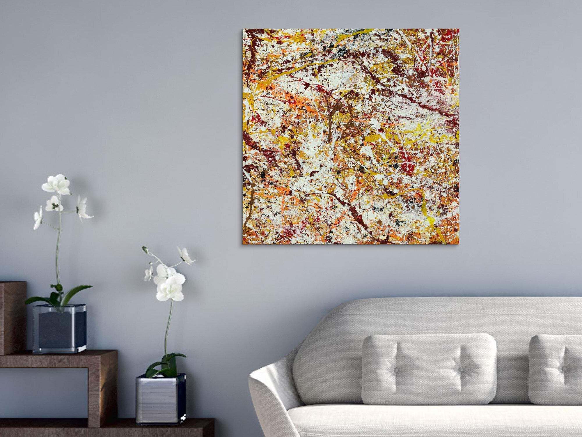 Abstraktes Acrylbild Modern Art handgemalt auf Leinwand Action Painting quadratisch