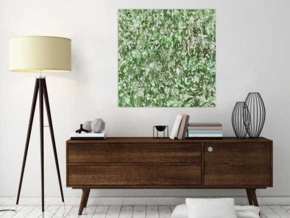 Abstraktes Acrylbild Modern Art handgemalt auf Leinwand Action Painting quadratisch
