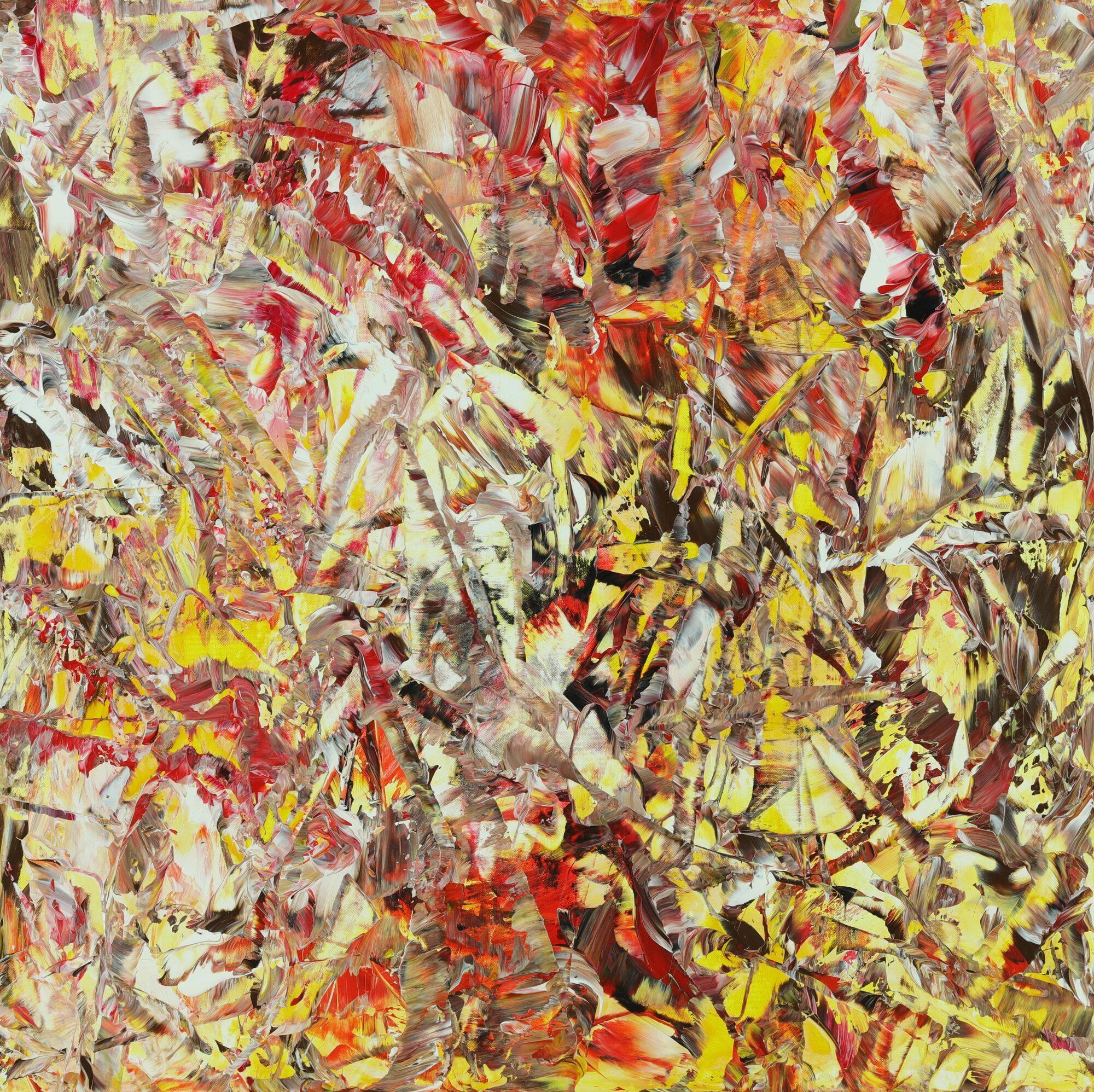 Abstraktes Acrylbild Modern Art handgemalt auf Leinwand Action Painting quadratisch