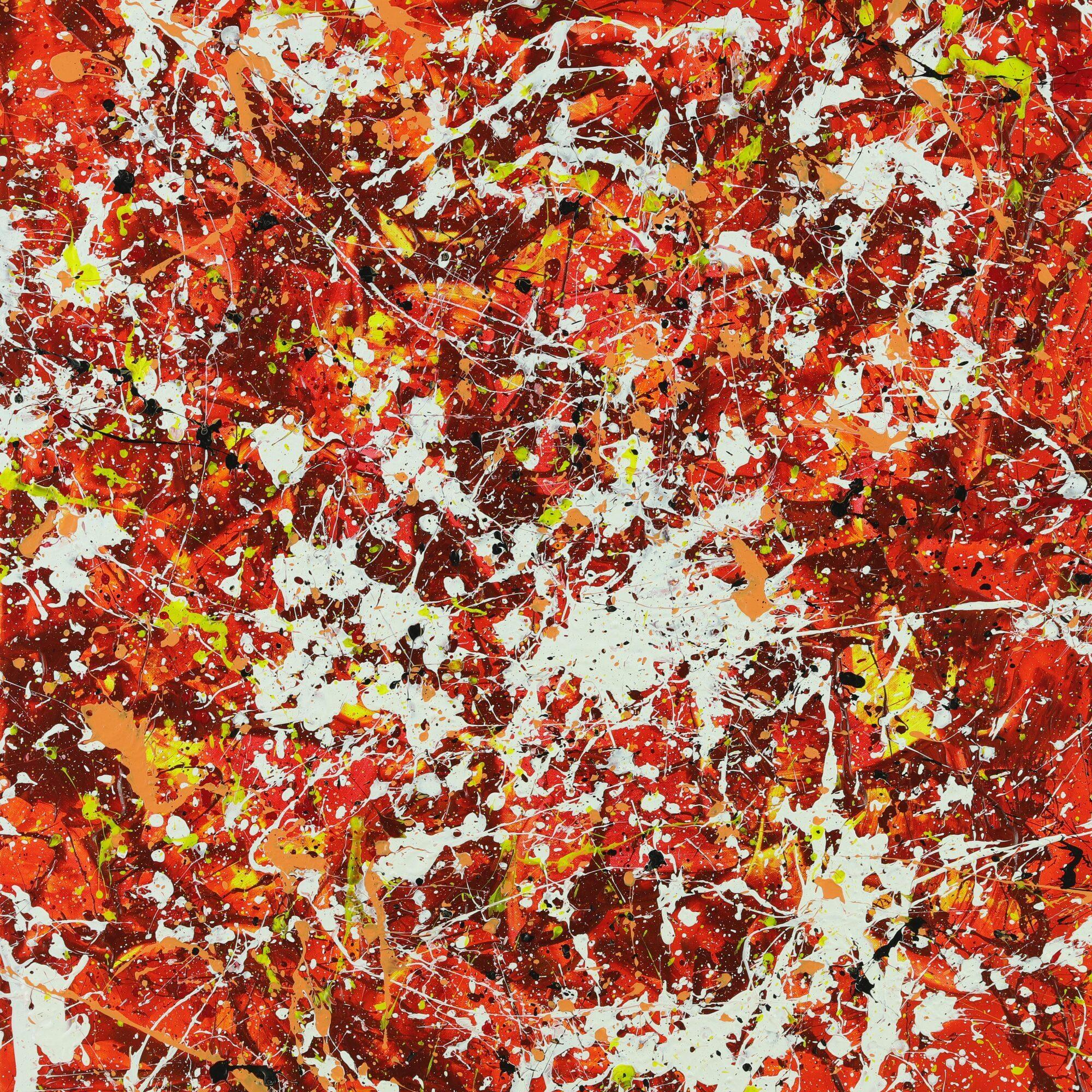 Abstraktes Acrylbild Modern Art handgemalt auf Leinwand Action Painting quadratisch