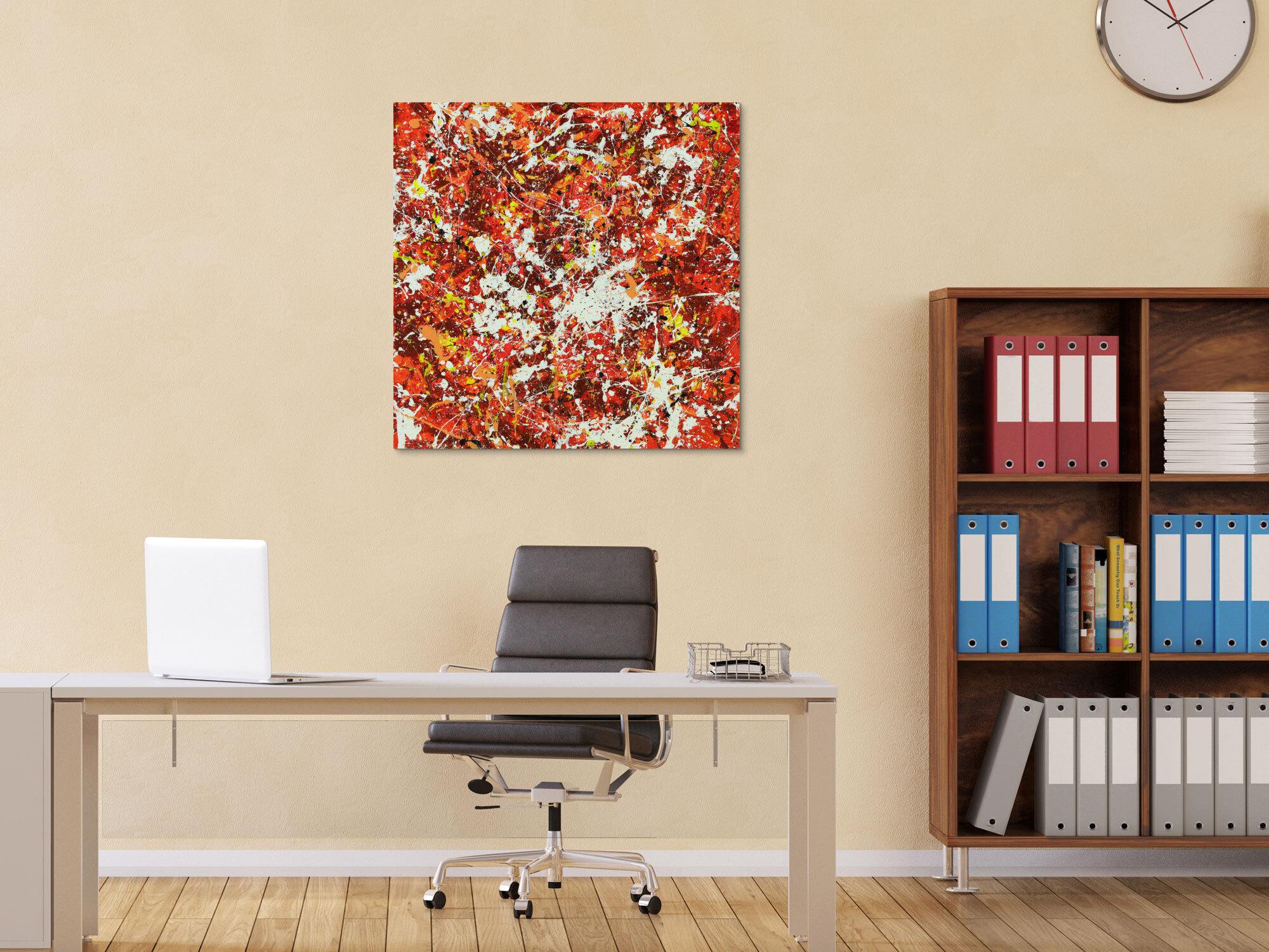 Abstraktes Acrylbild Modern Art handgemalt auf Leinwand Action Painting quadratisch