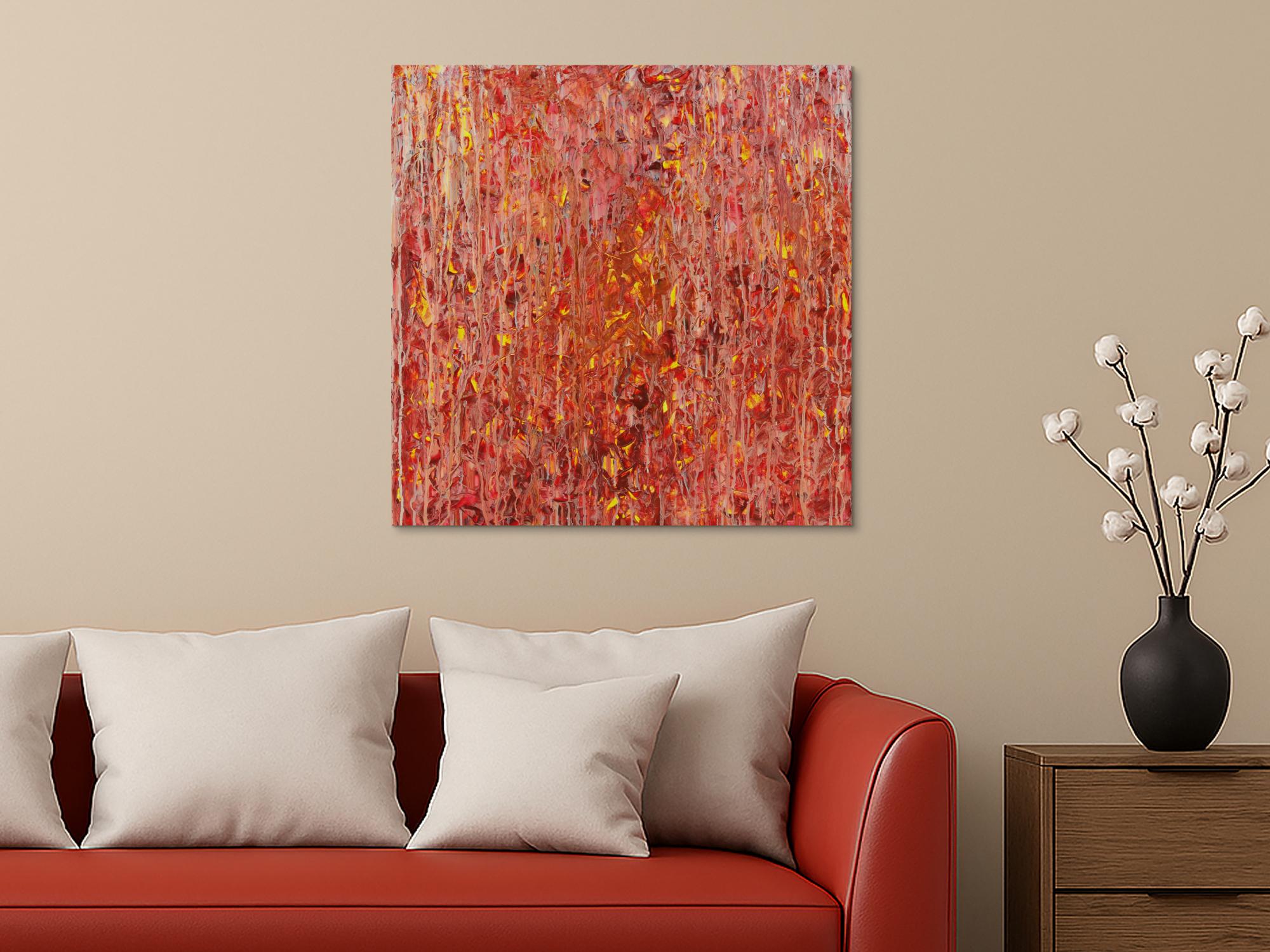 Abstraktes Acrylbild Modern Art handgemalt auf Leinwand Action Painting quadratisch