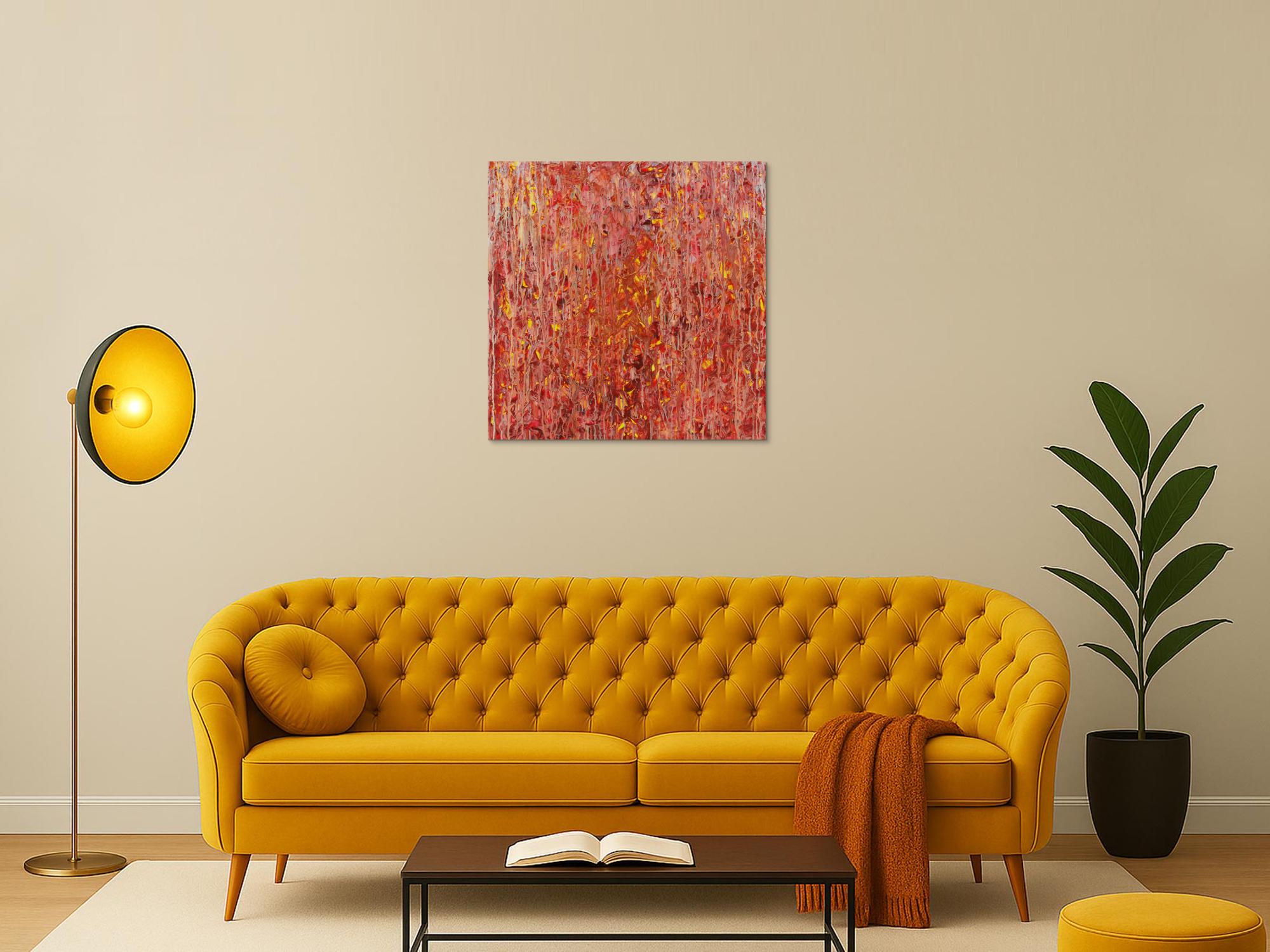 Abstraktes Acrylbild Modern Art handgemalt auf Leinwand Action Painting quadratisch