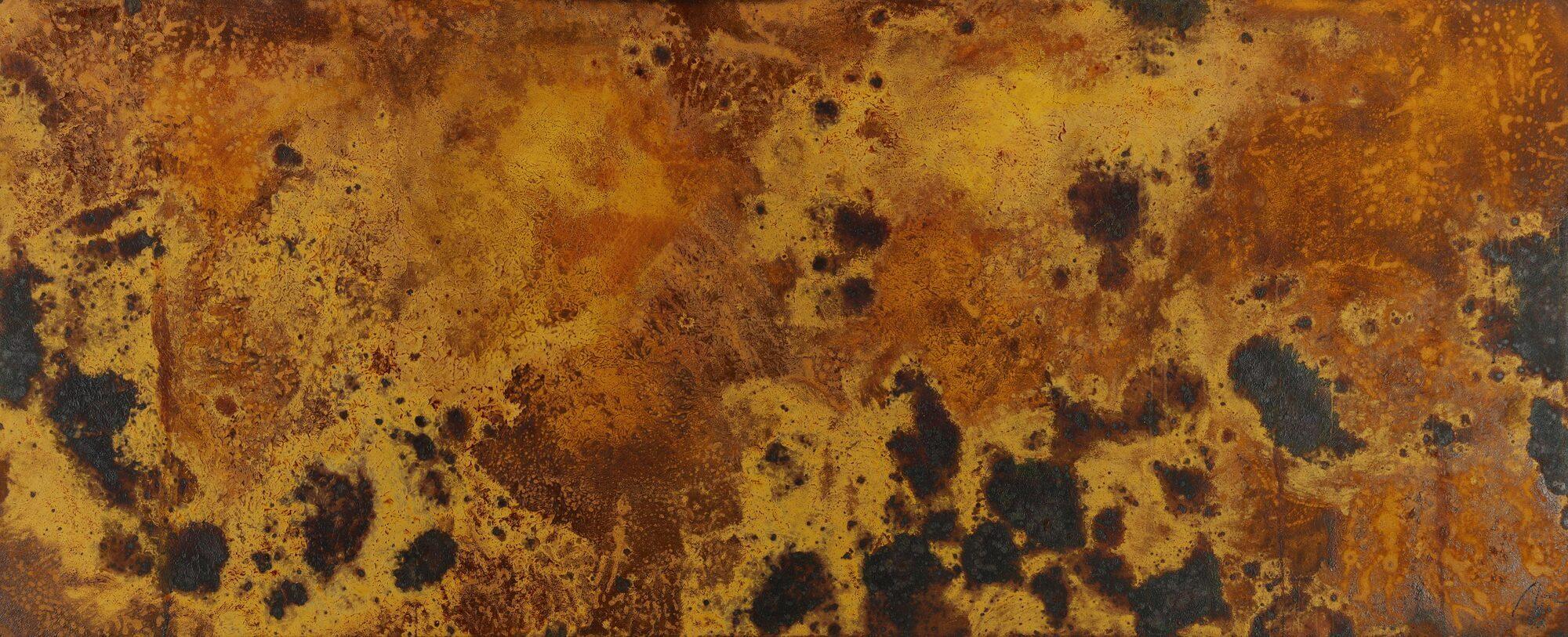 Abstrakte Bild aus echtem Rost auf Leinwand handgemalt zeitgenösssich panorama XXL