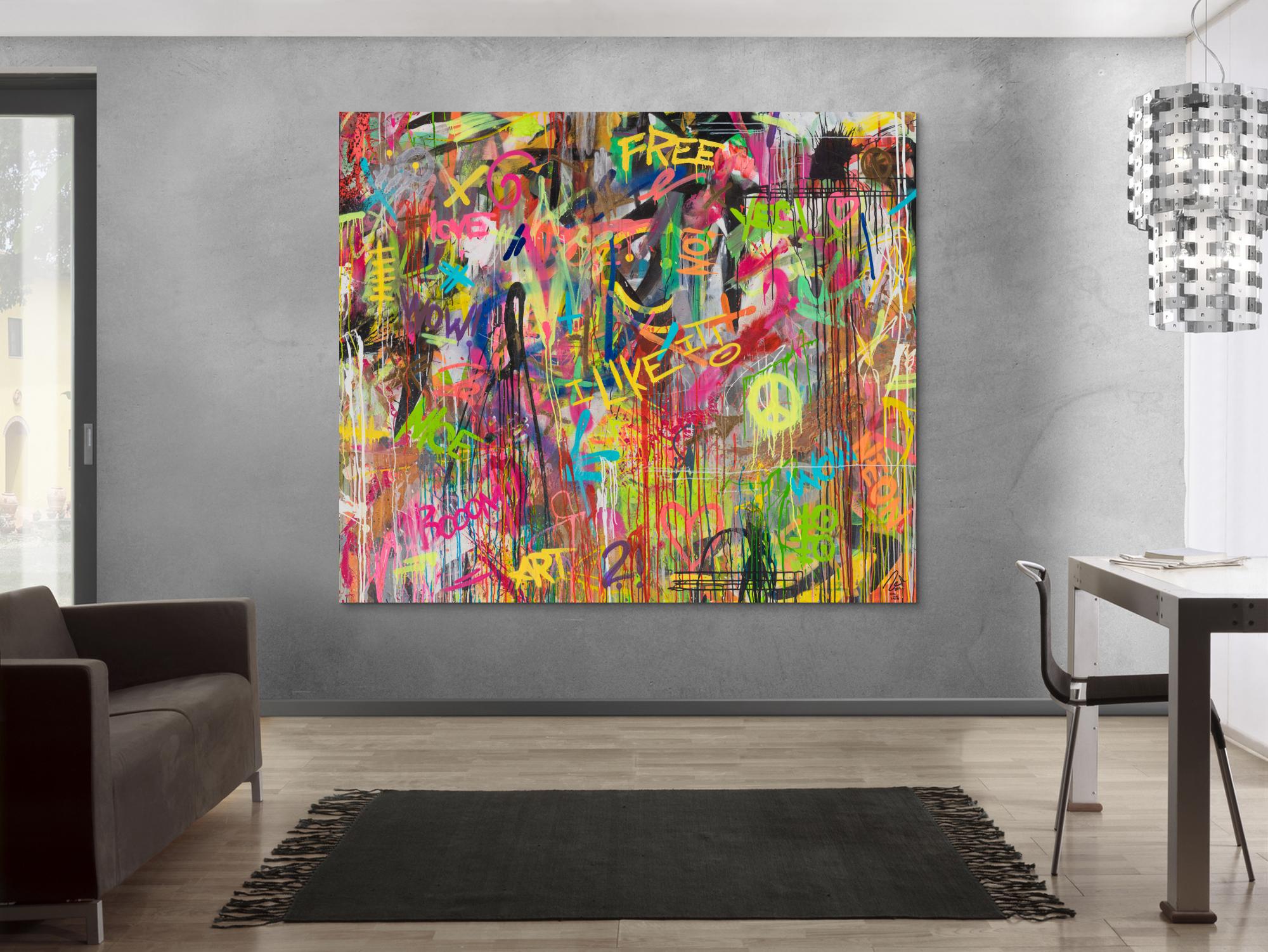 Abstraktes Original Gemälde 170x200cm Action Painting zeitgenössisch handgemalt Mischtechnik braun beige schwarz Einzelstück