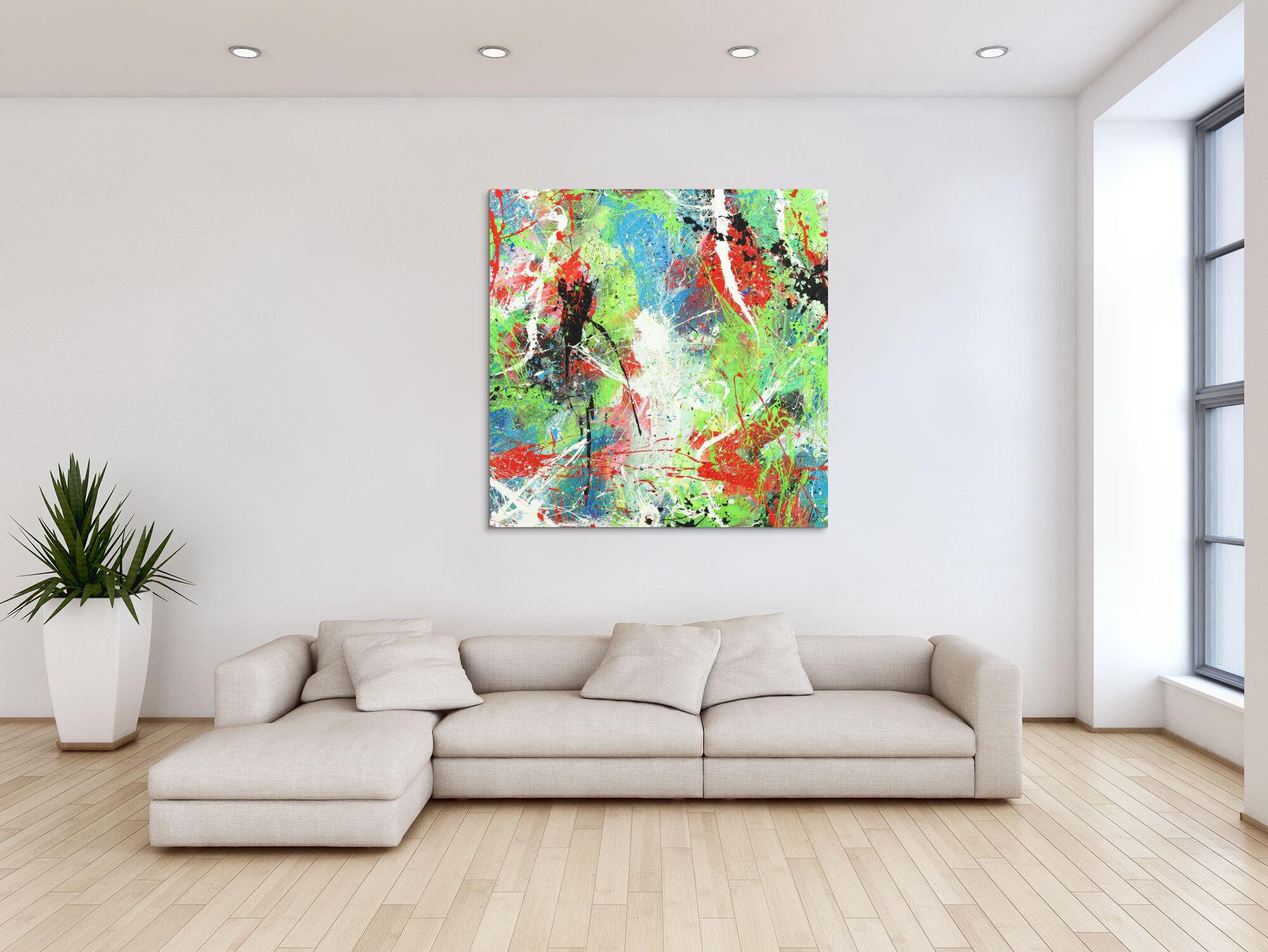 Abstraktes Acrylbild Action Painting Modern Art zeitgenössisch expressionistisch auf Leinwand handgemalt