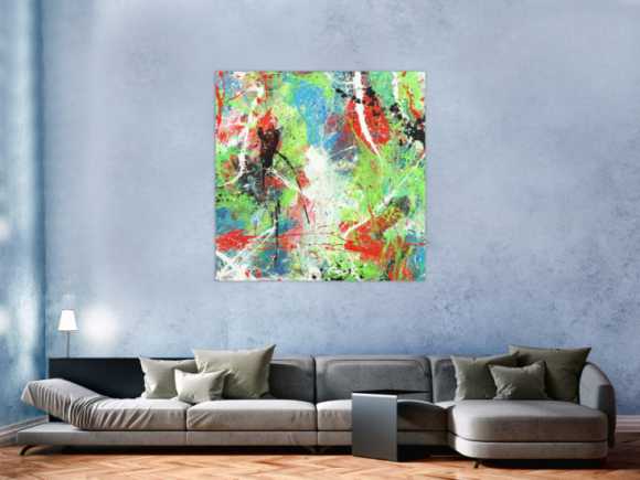 Abstraktes Acrylbild Action Painting Modern Art zeitgenössisch expressionistisch auf Leinwand handgemalt
