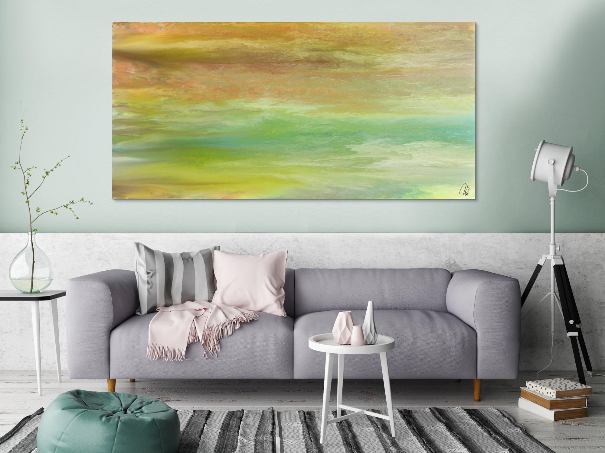 Abstraktes Acrylbild Modern Art Fließtechnik zeitgenössisch auf Leinwand handgemalt