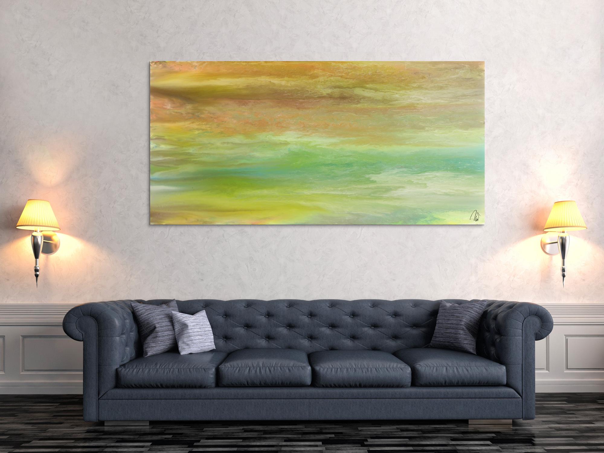 Abstraktes Acrylbild Modern Art Fließtechnik zeitgenössisch auf Leinwand handgemalt