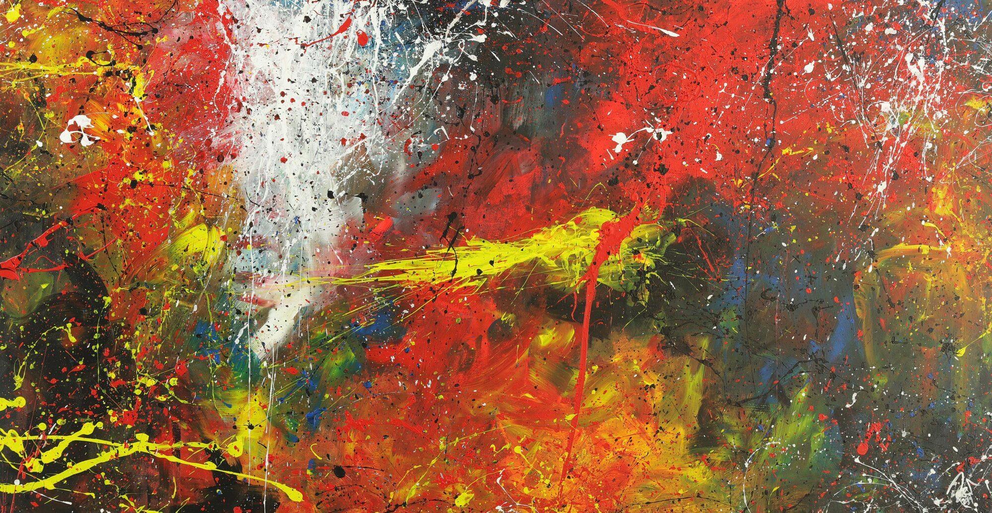 Abstraktes Acrylbild Modern Art Action Painting zeitgenössisch auf Leinwand handgemalt