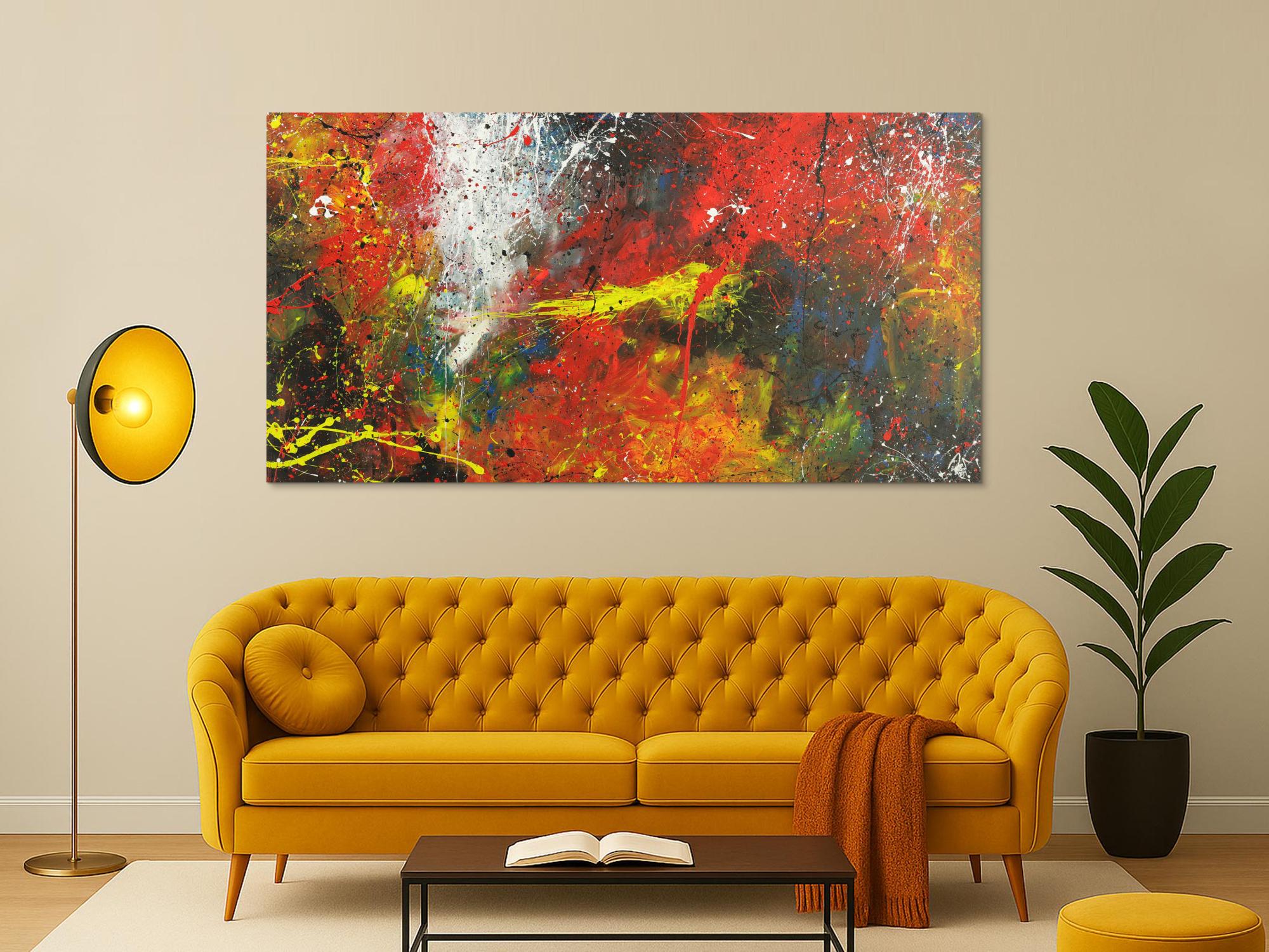 Abstraktes Acrylbild Modern Art Action Painting zeitgenössisch auf Leinwand handgemalt