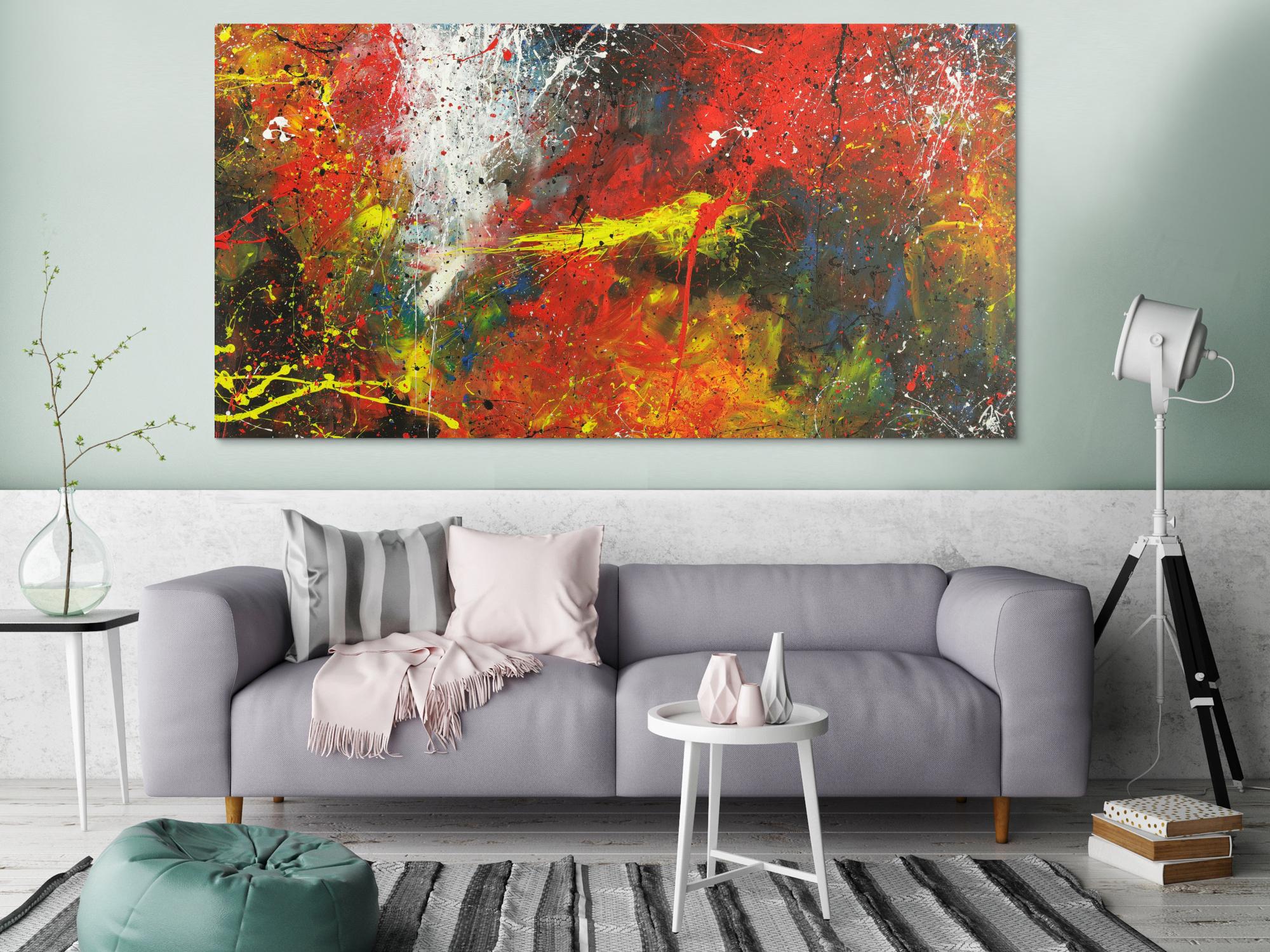 Abstraktes Acrylbild Modern Art Action Painting zeitgenössisch auf Leinwand handgemalt