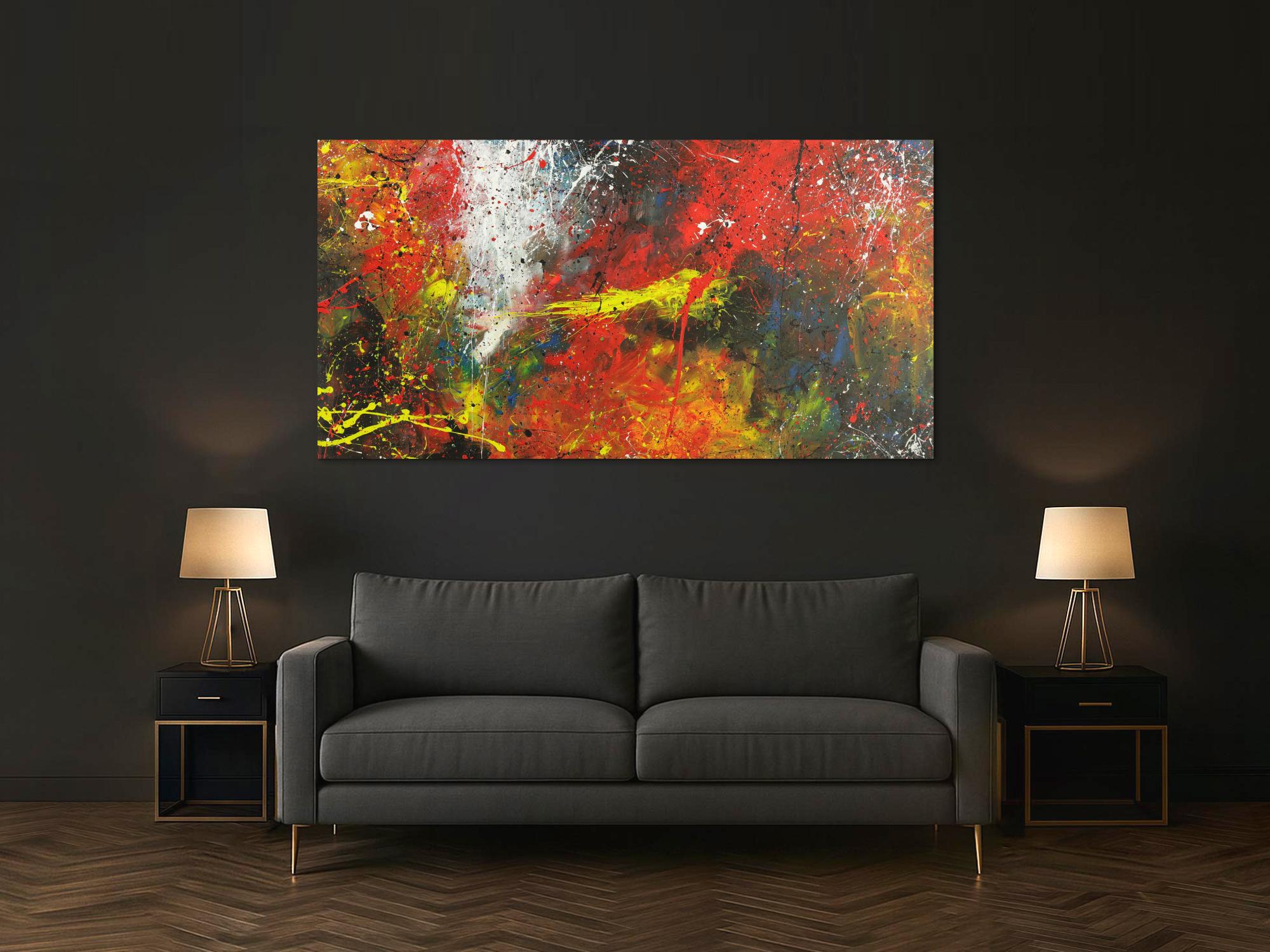 Abstraktes Acrylbild Modern Art Action Painting zeitgenössisch auf Leinwand handgemalt