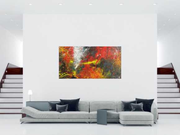 Abstraktes Acrylbild Modern Art Action Painting zeitgenössisch auf Leinwand handgemalt