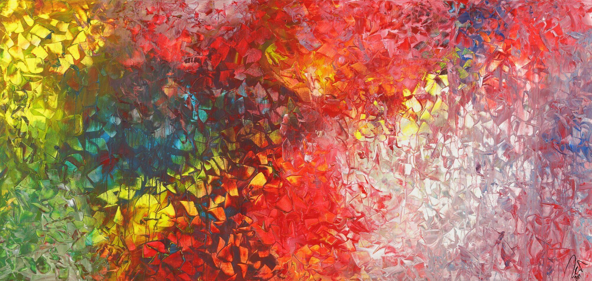 Abstraktes Acrylbild Bunt Spachteltechnik Modern Art zeitgenössisch handgemalt auf Leinwand 