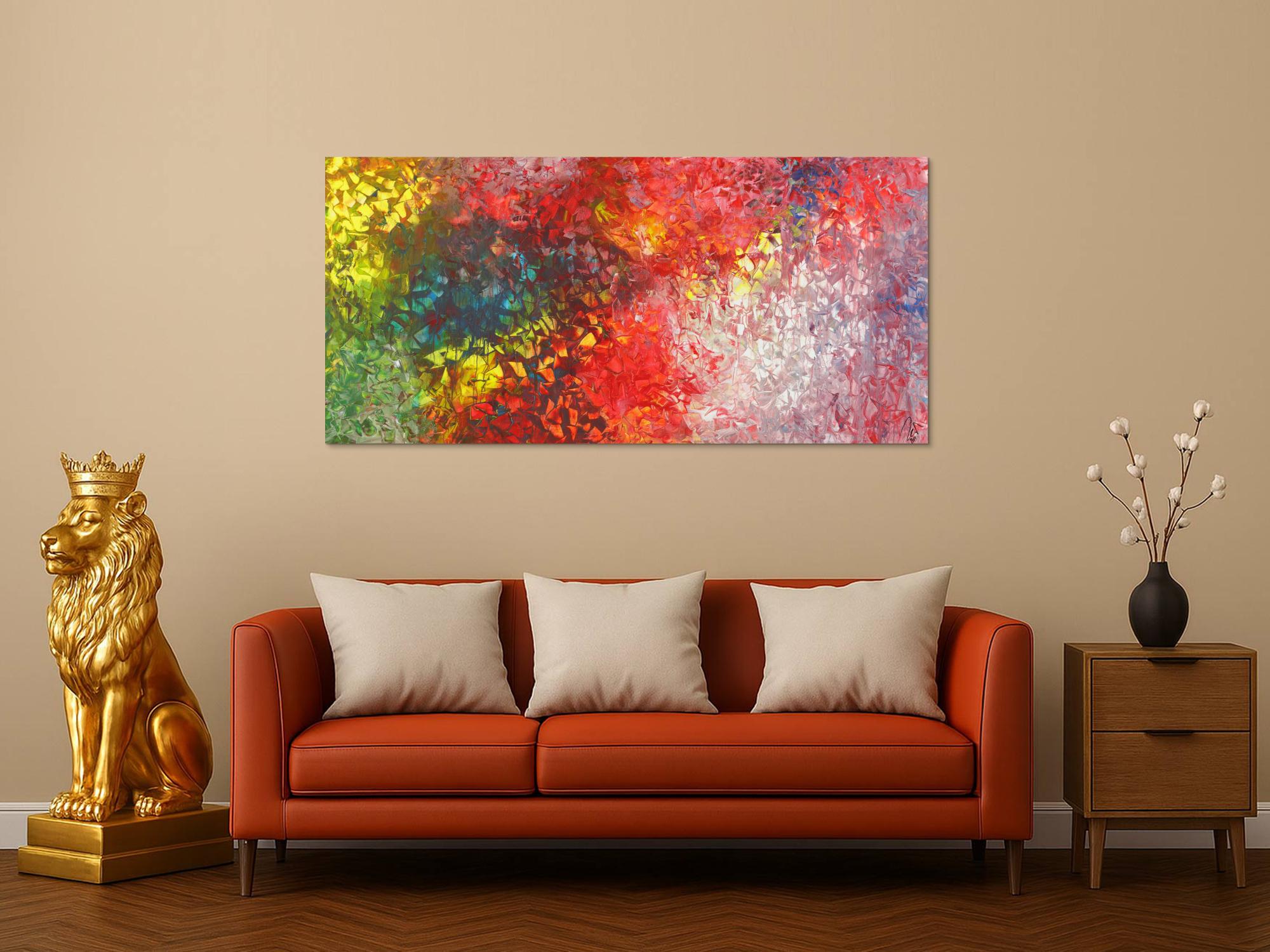 Abstraktes Acrylbild Bunt Spachteltechnik Modern Art zeitgenössisch handgemalt auf Leinwand 