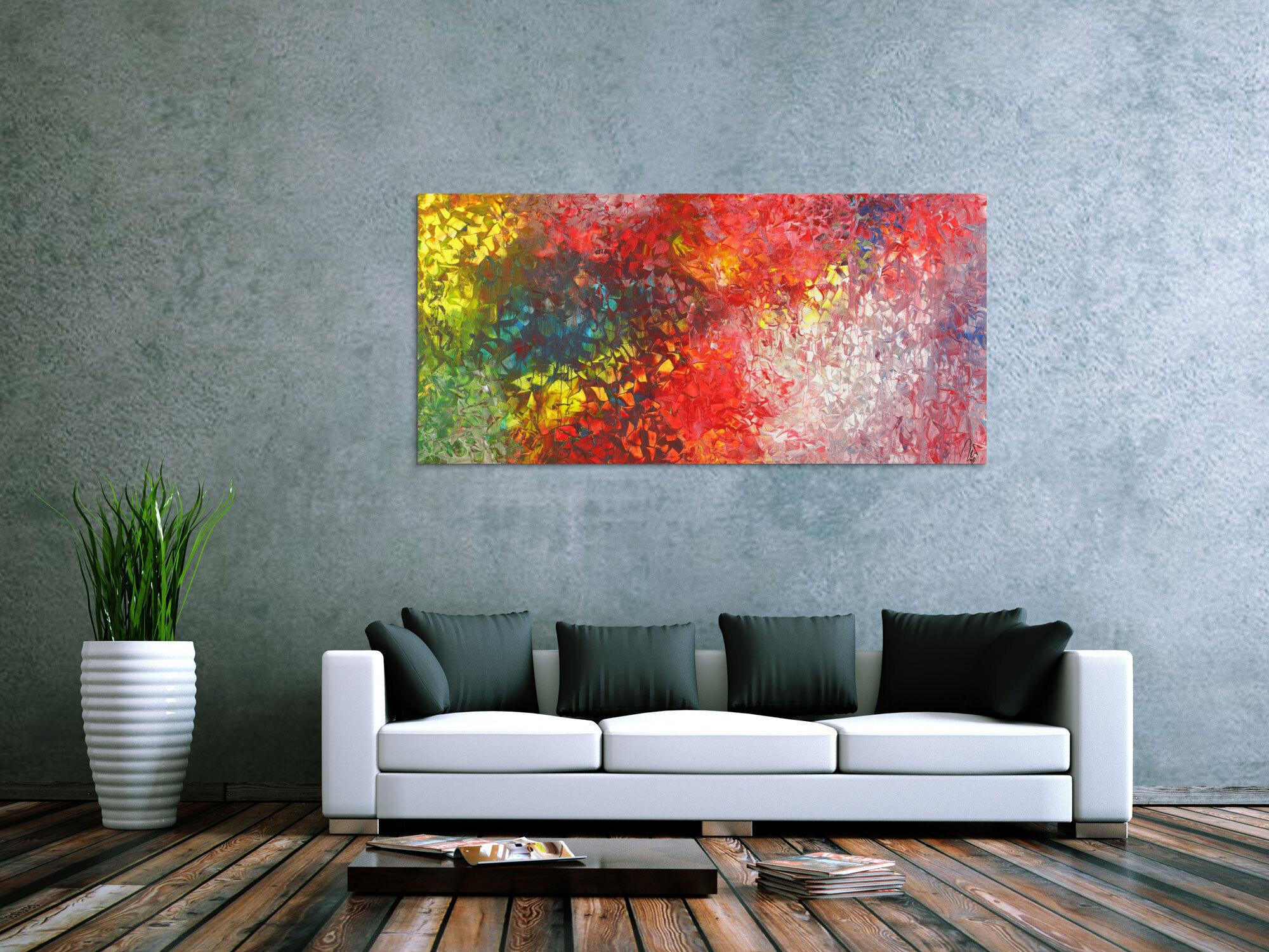 Abstraktes Acrylbild Bunt Spachteltechnik Modern Art zeitgenössisch handgemalt auf Leinwand 