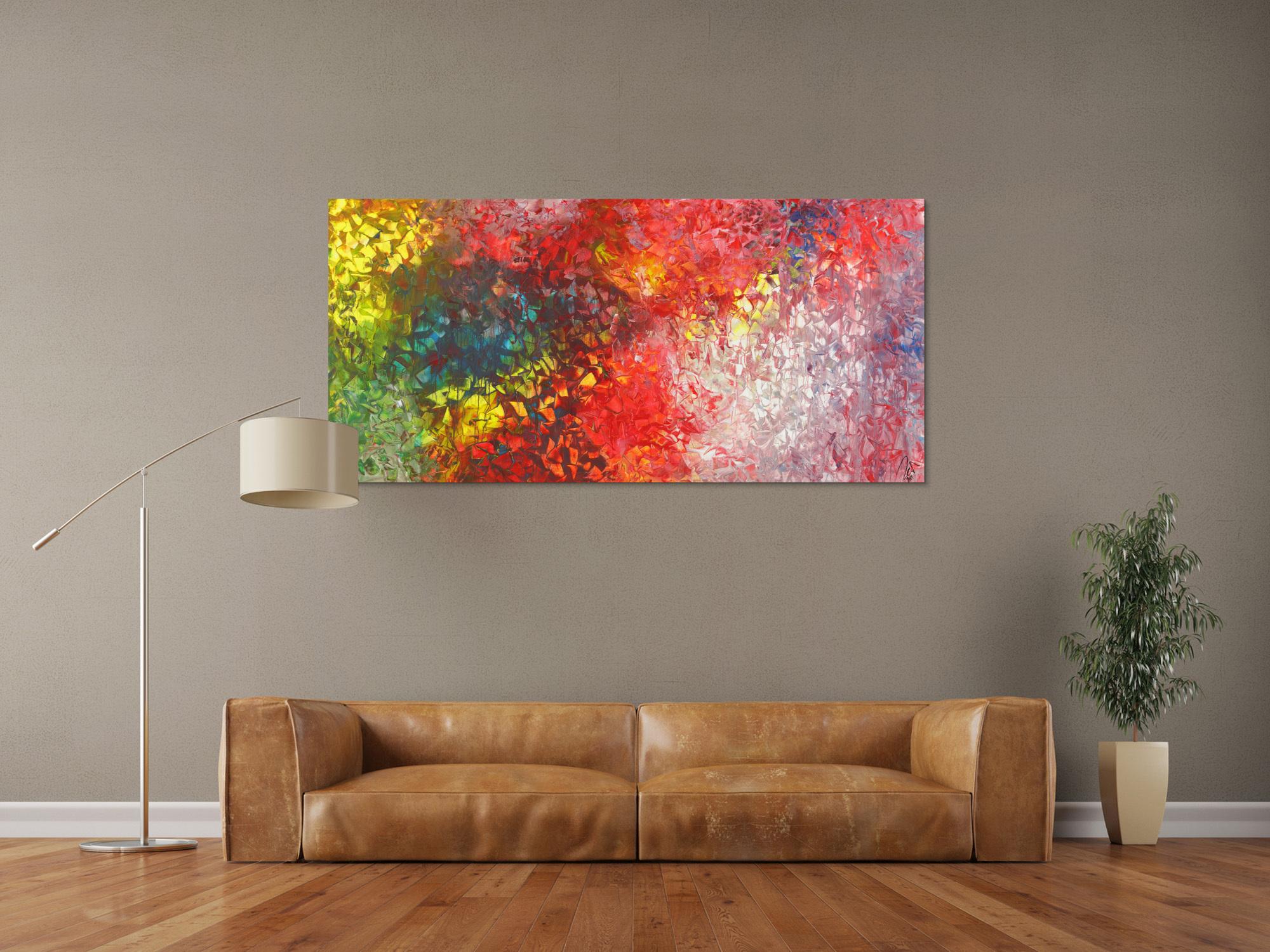 Abstraktes Acrylbild Bunt Spachteltechnik Modern Art zeitgenössisch handgemalt auf Leinwand 