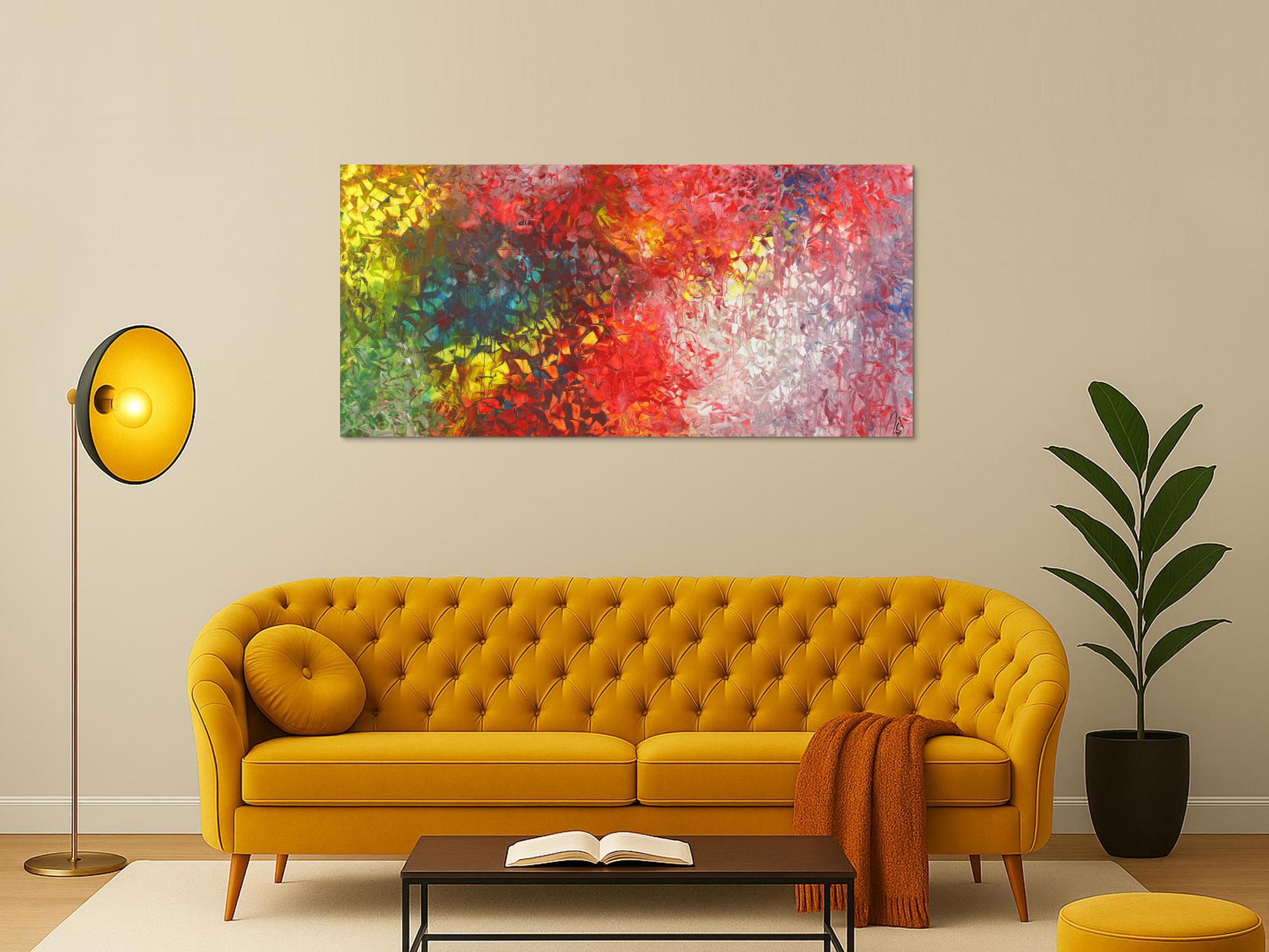 Abstraktes Acrylbild Bunt Spachteltechnik Modern Art zeitgenössisch handgemalt auf Leinwand 