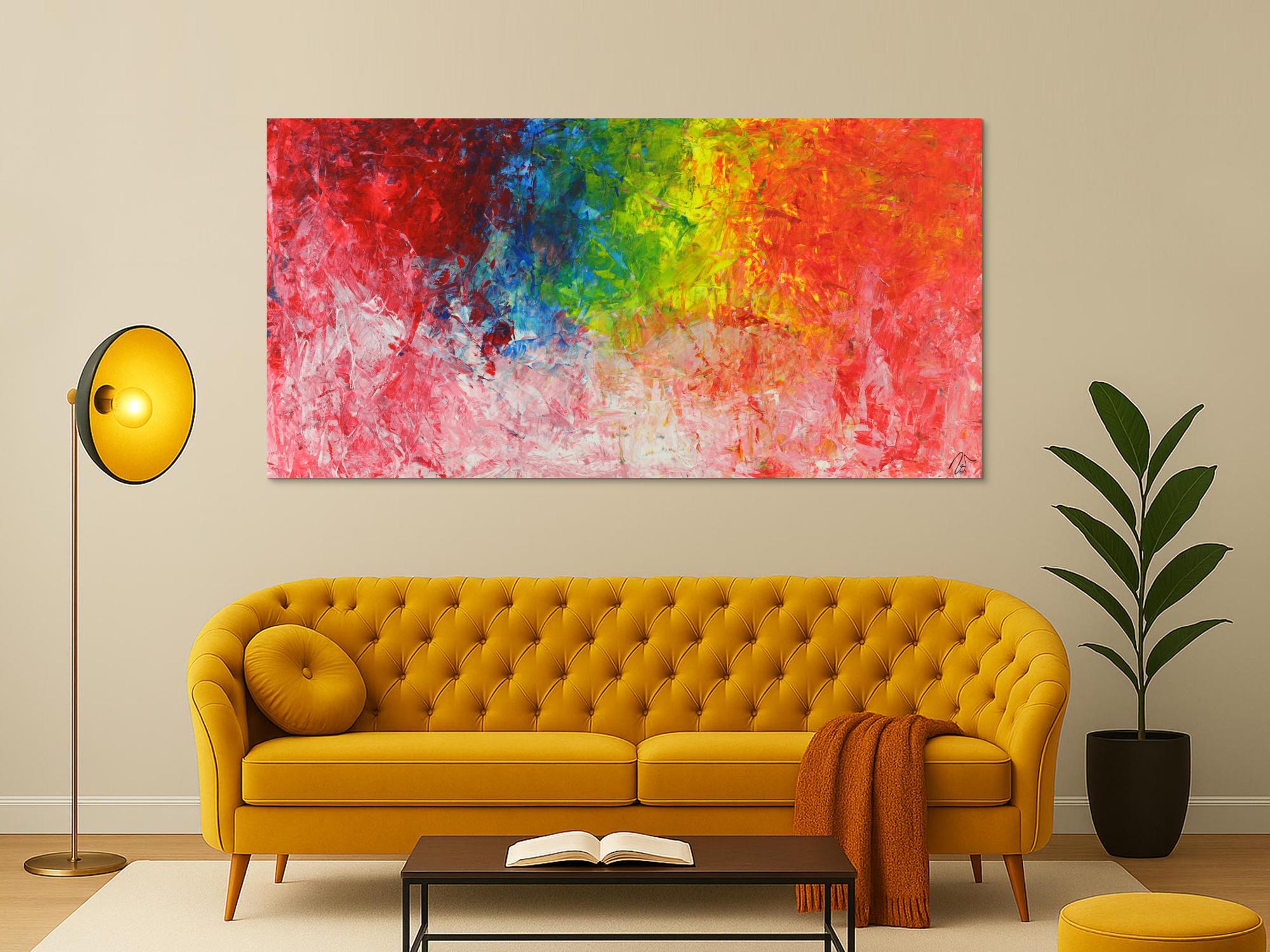 Abstraktes Acrylbild bunt Spachteltechnik zeitgenössisch modern handgemalt auf Leinwand