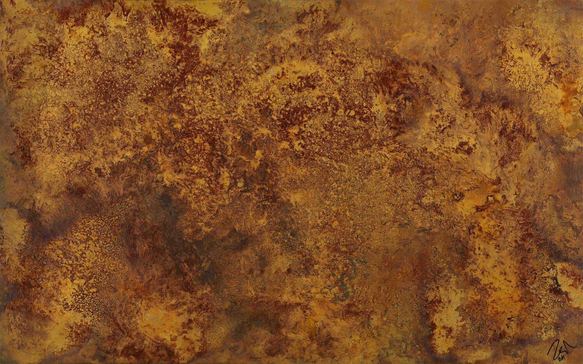 Abstraktes Gemälde aus echtem Rost auf Leinwand handgemalt Modern Art zeitgenössisch