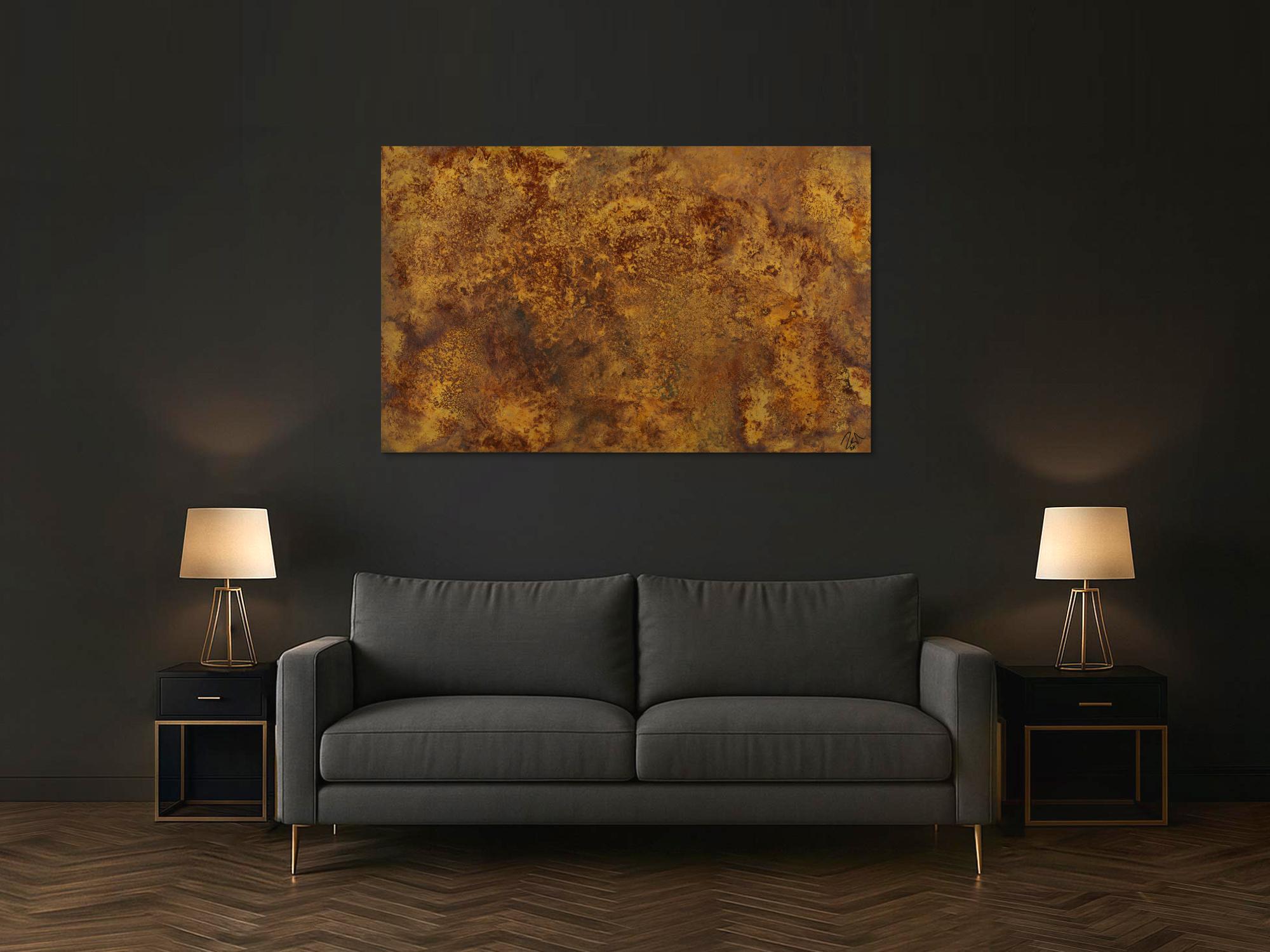 Abstraktes Gemälde aus echtem Rost auf Leinwand handgemalt Modern Art zeitgenössisch