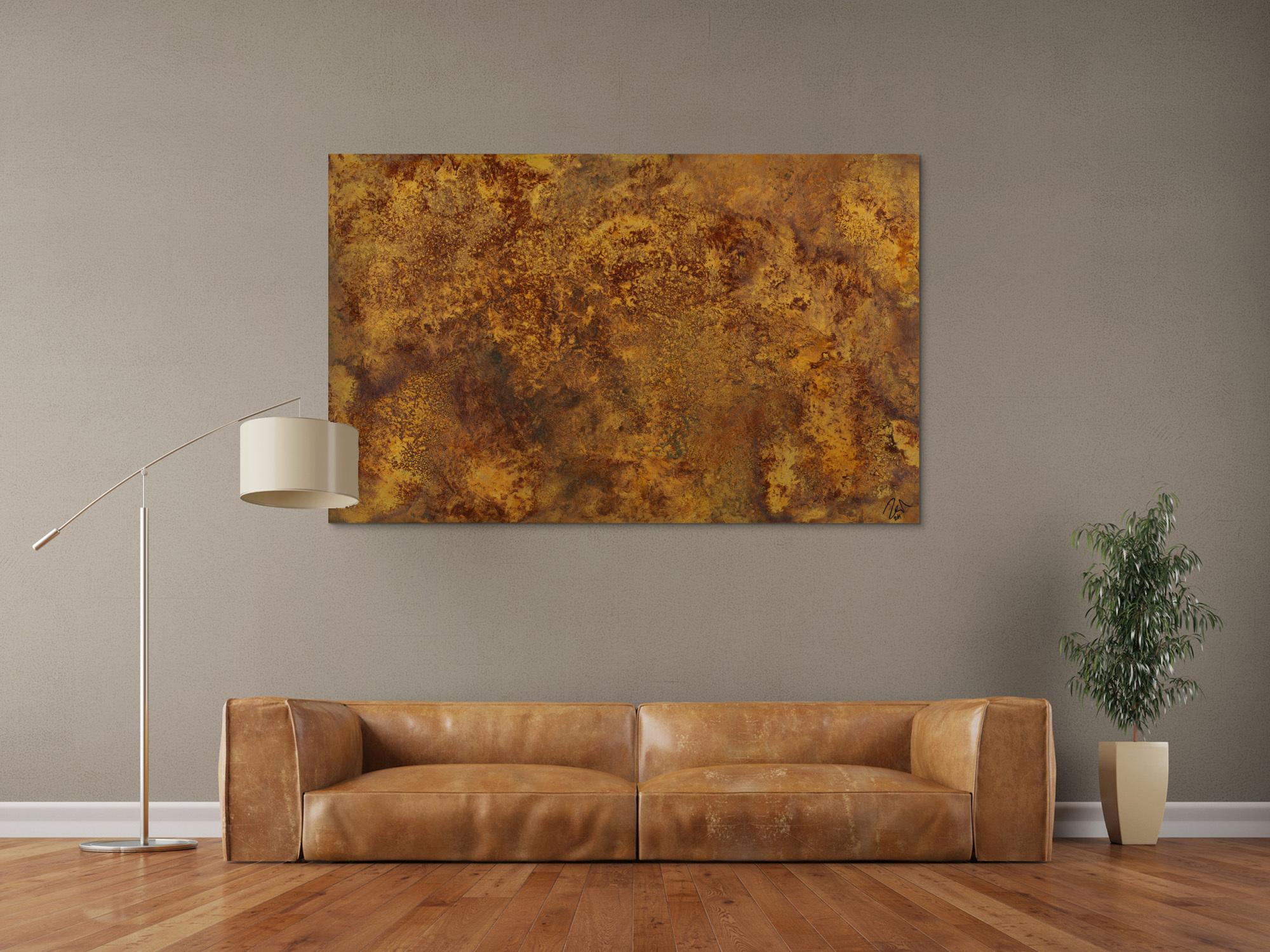 Abstraktes Gemälde aus echtem Rost auf Leinwand handgemalt Modern Art zeitgenössisch