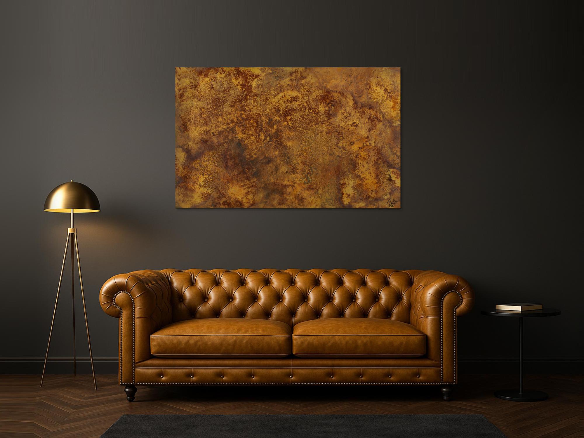 Abstraktes Gemälde aus echtem Rost auf Leinwand handgemalt Modern Art zeitgenössisch