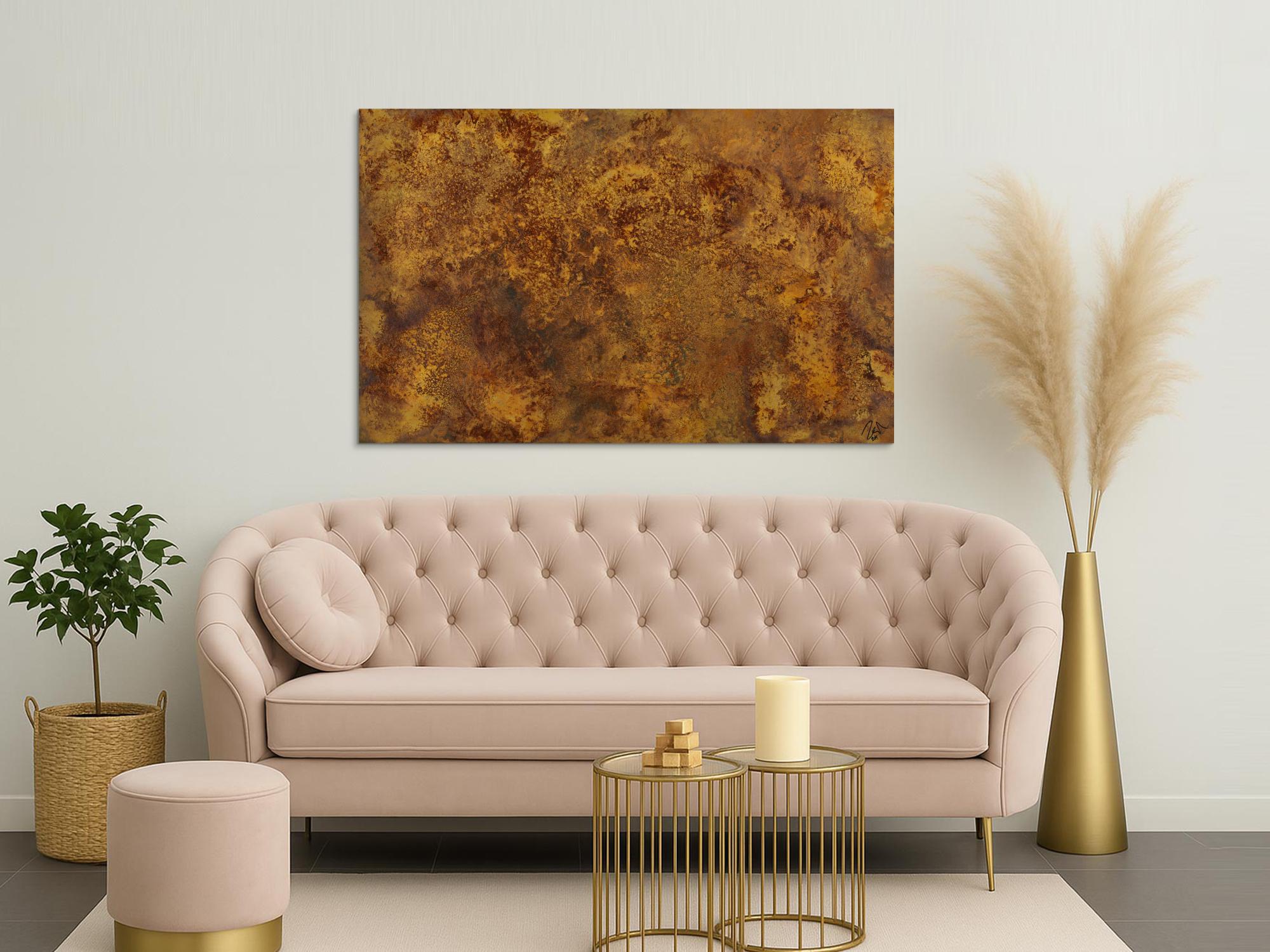 Abstraktes Gemälde aus echtem Rost auf Leinwand handgemalt Modern Art zeitgenössisch