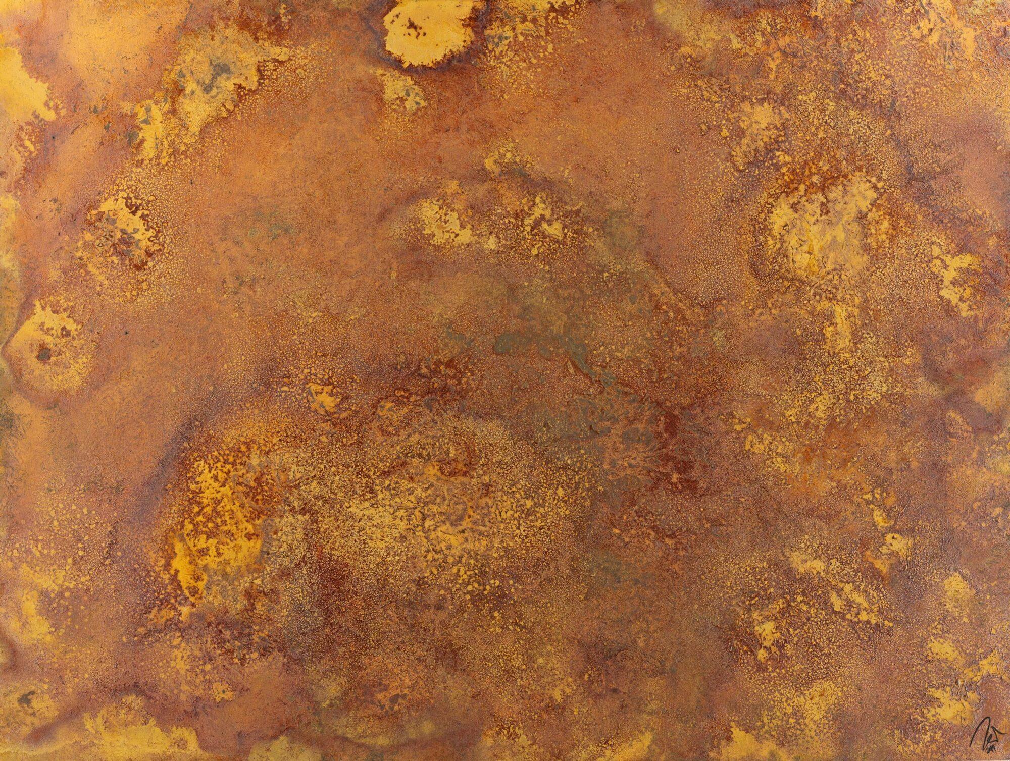 Abstraktes Gemälde aus echtem Rost auf Leinwand zeitgenösssich handgemalt Modern Art