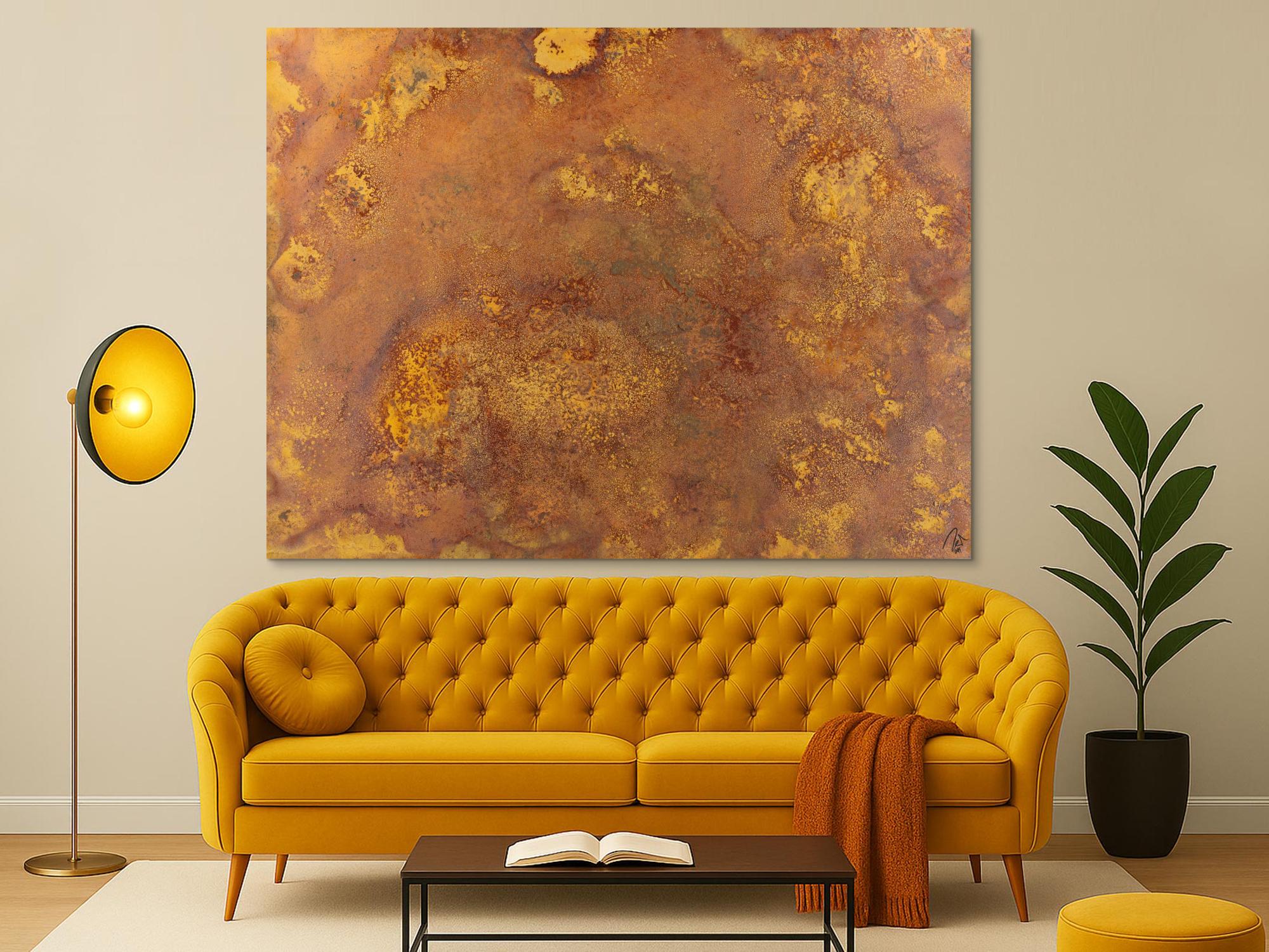 Abstraktes Gemälde aus echtem Rost auf Leinwand zeitgenösssich handgemalt Modern Art