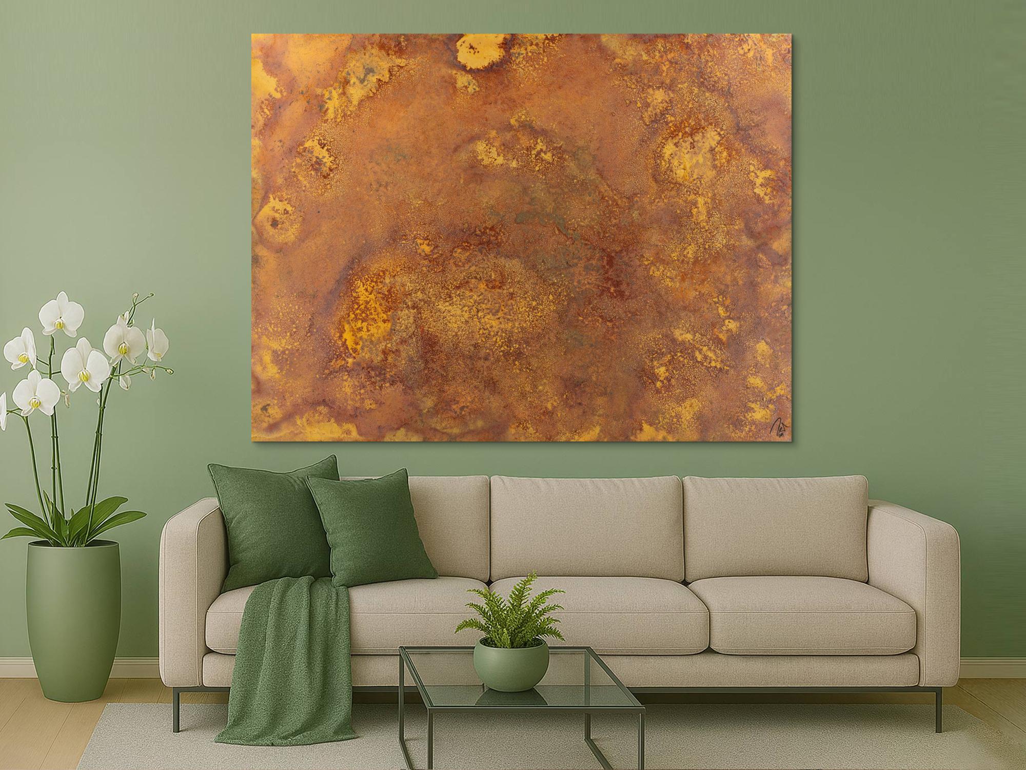 Abstraktes Gemälde aus echtem Rost auf Leinwand zeitgenösssich handgemalt Modern Art