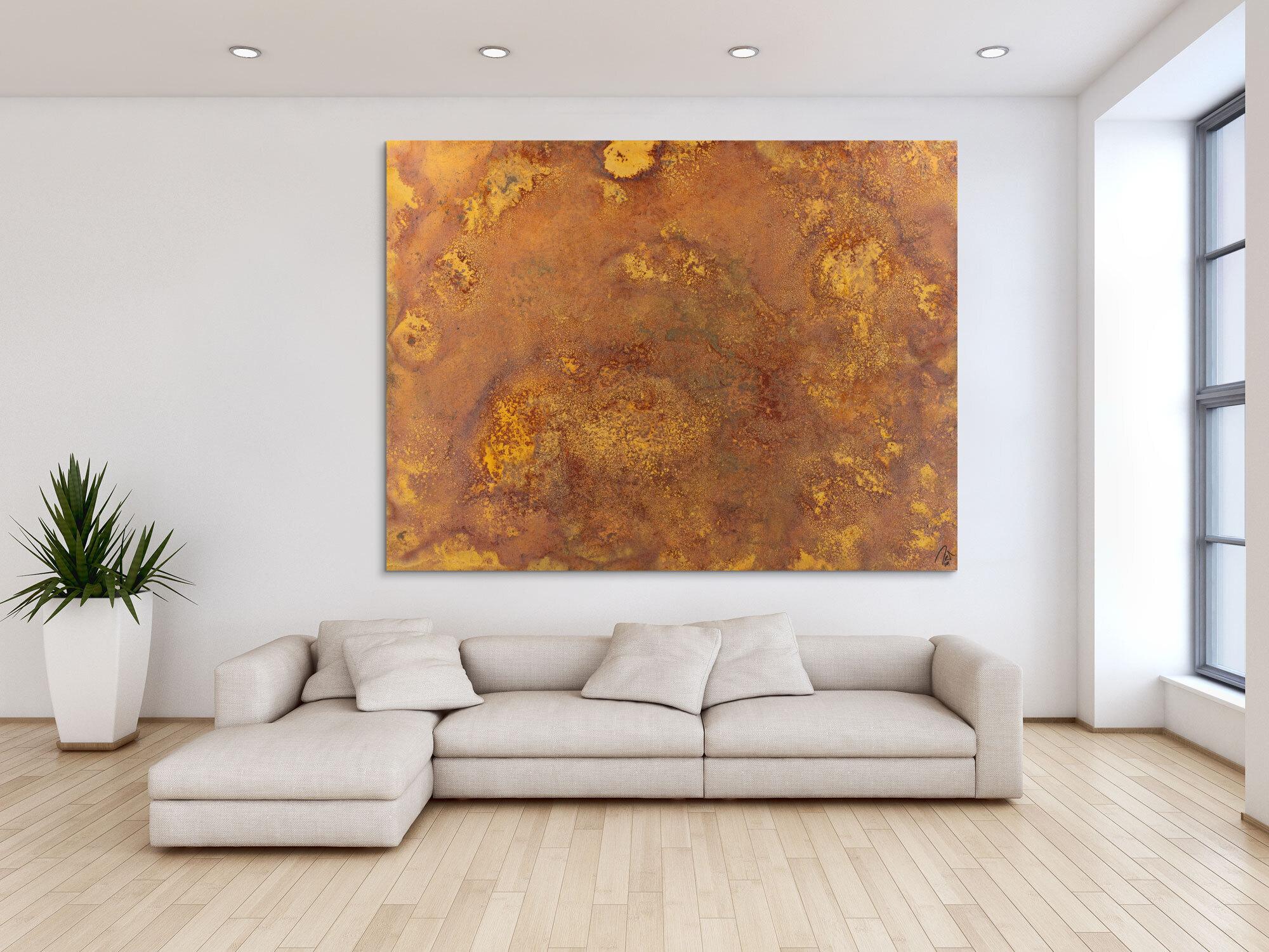 Abstraktes Gemälde aus echtem Rost auf Leinwand zeitgenösssich handgemalt Modern Art