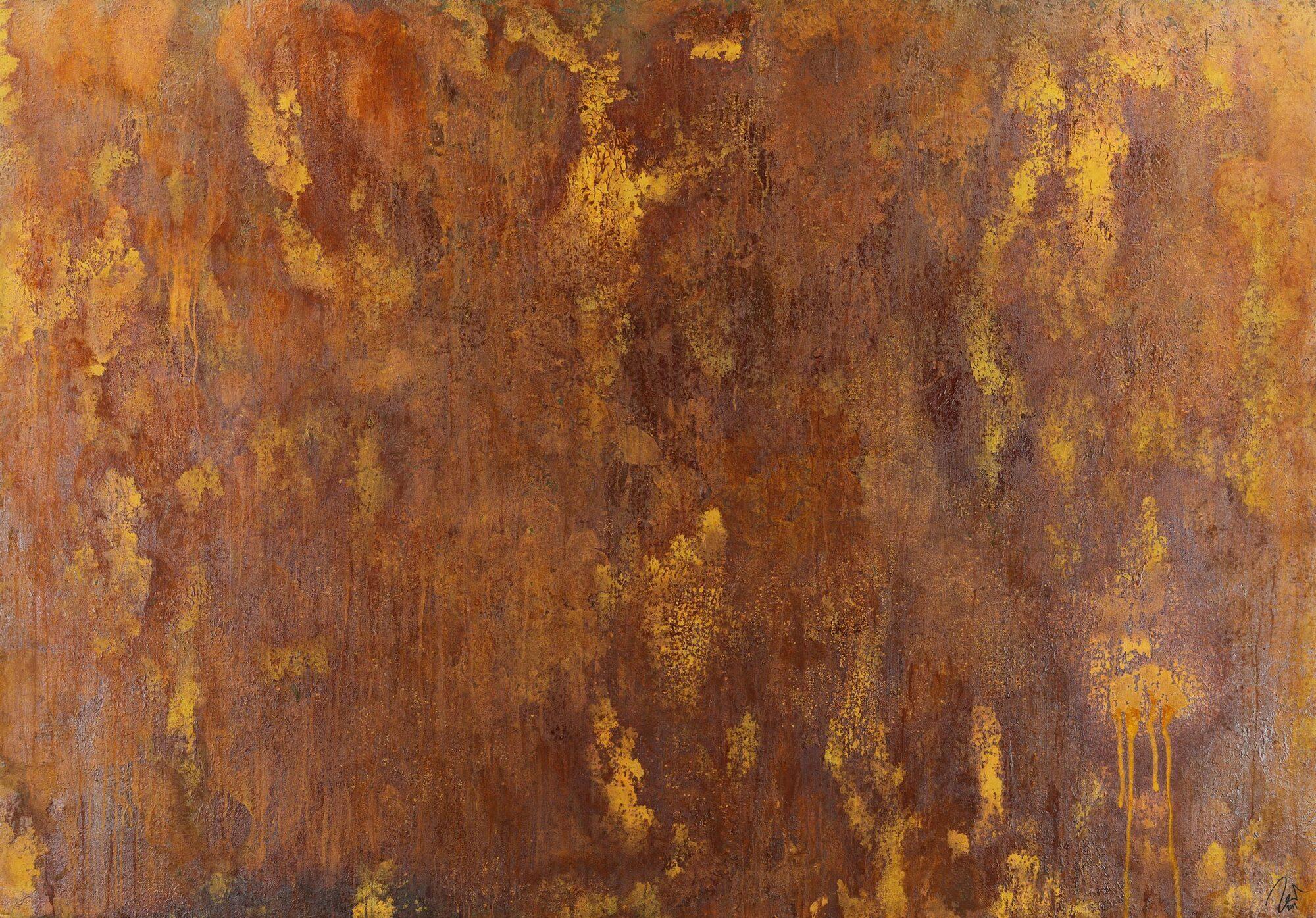 Abstraktes Gemälde aus echtem Rost auf Leinwand XXL handgemalt zeitgenössisch Modern Art