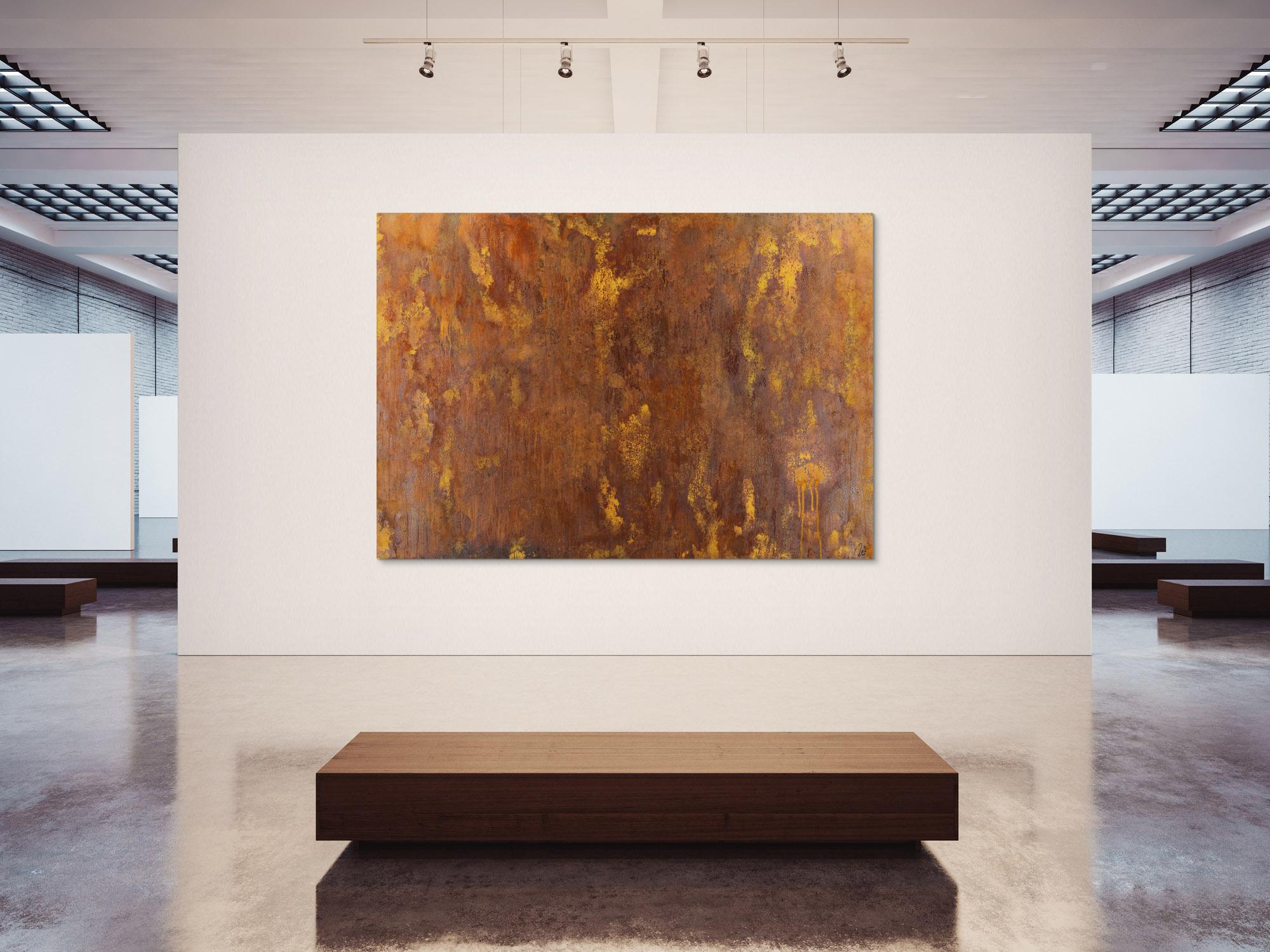 Abstraktes Gemälde aus echtem Rost auf Leinwand XXL handgemalt zeitgenössisch Modern Art