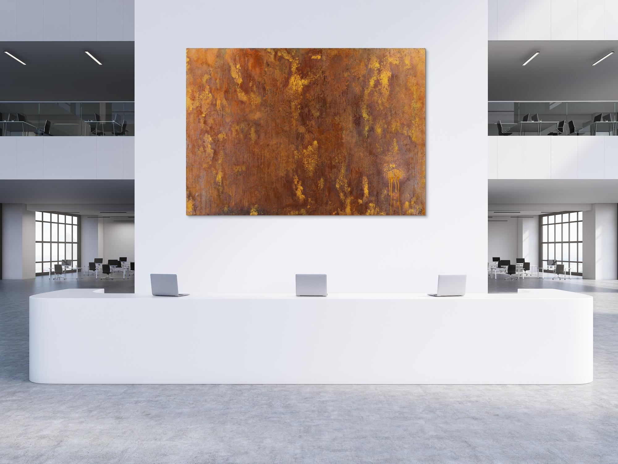 Abstraktes Gemälde aus echtem Rost auf Leinwand XXL handgemalt zeitgenössisch Modern Art