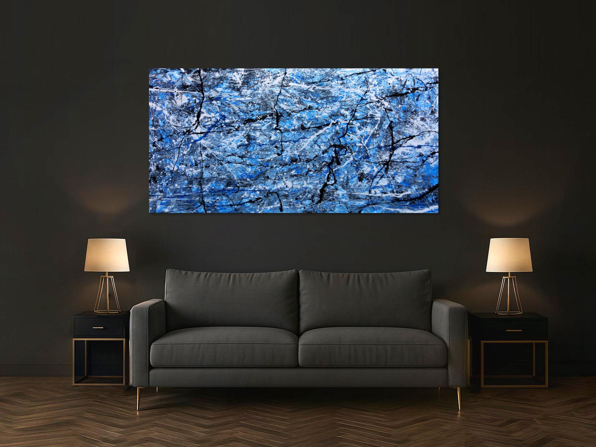 Abstraktes Acrylbild blau modern