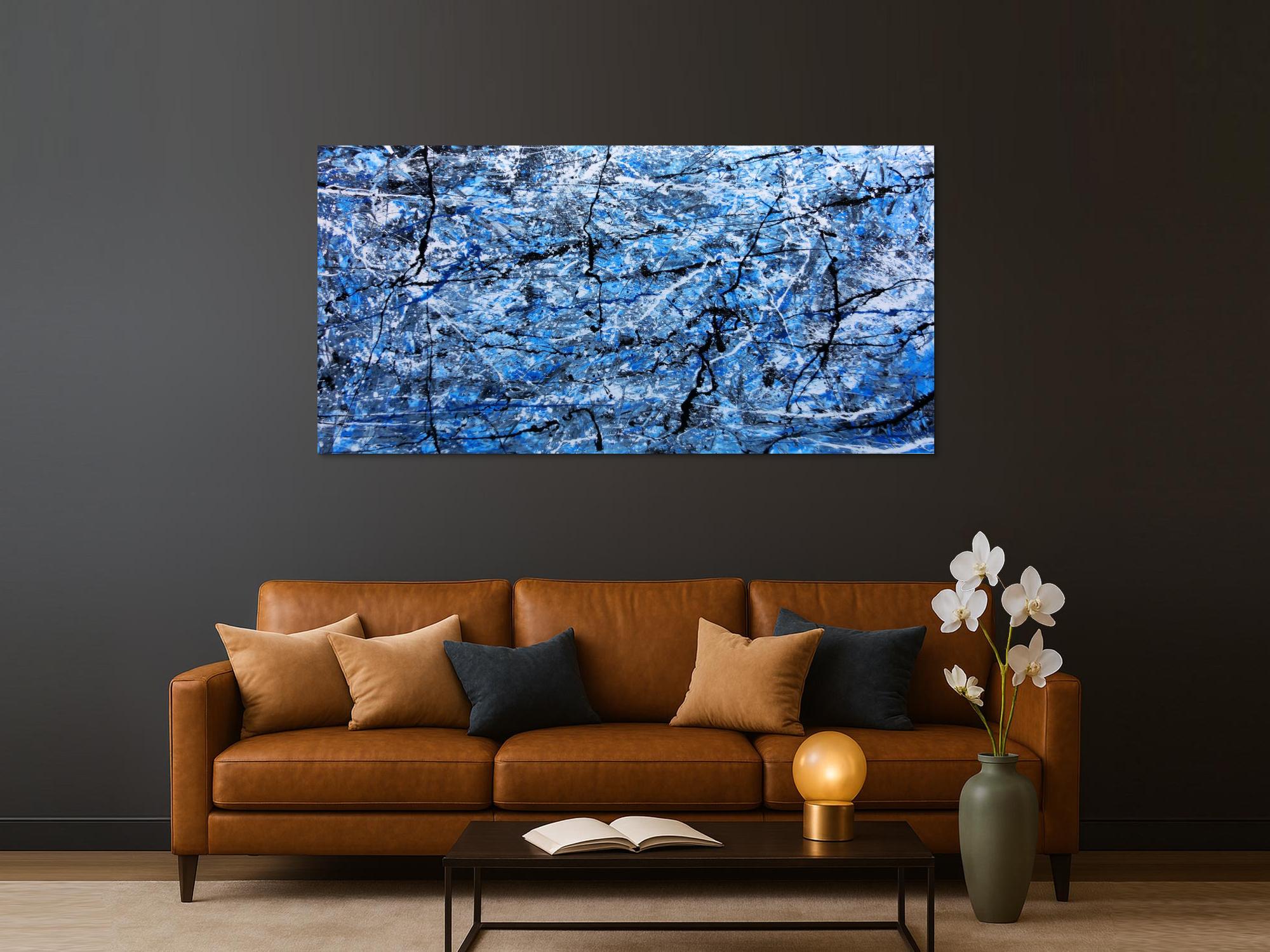 Abstraktes Acrylbild blau modern