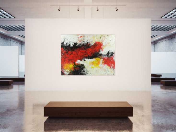 #1470 Abstraktes Acrylbild Action Painting rot weiß gelb schwarz auf ... 150x200cm von Alex Zerr