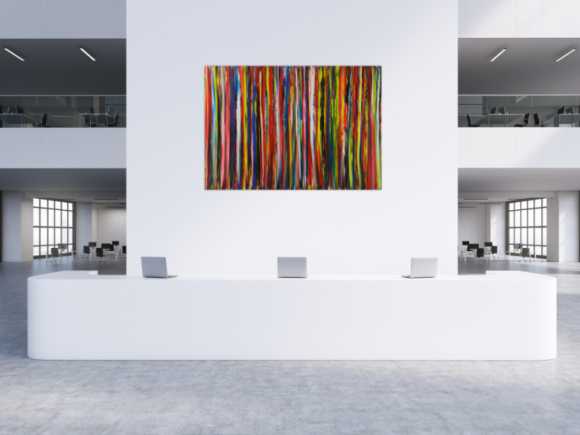 Abstraktes Acrylbild bunte Streifen Moderne Farben zeitgenössisch handgemalt auf Leinwand