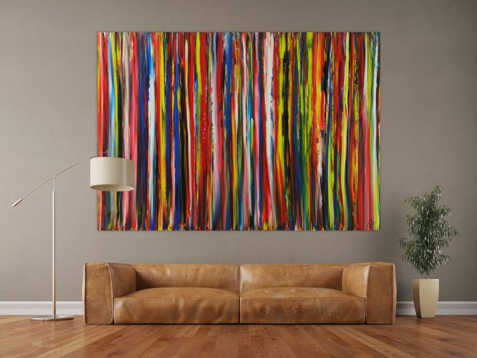 Hochwertige Kunst auf Leinwand Abstraktes Acrylbild bunte ...