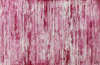 Abstraktes Acrylbild weiß und magenta Spachteltechnik auf Leinwand handgemalt in XXL