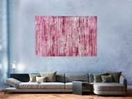 Abstraktes Acrylbild weiß und magenta Spachteltechnik auf Leinwand handgemalt in XXL