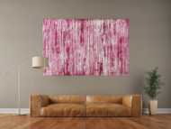 Abstraktes Acrylbild weiß und magenta Spachteltechnik auf Leinwand handgemalt in XXL