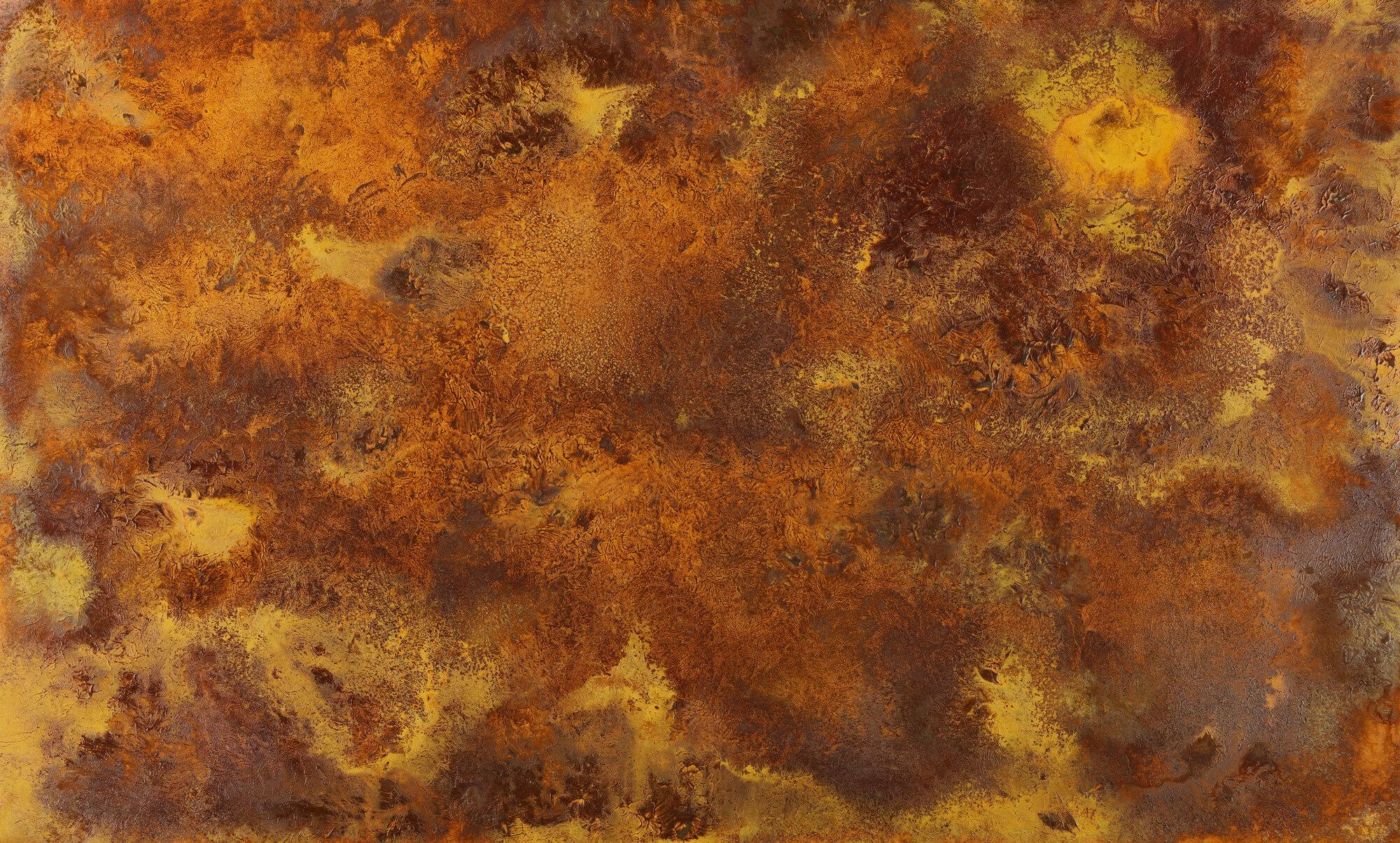 Abstraktes Bild aus echtem Rost auf Leinwand Rostbild unikat in XXL handgemalt