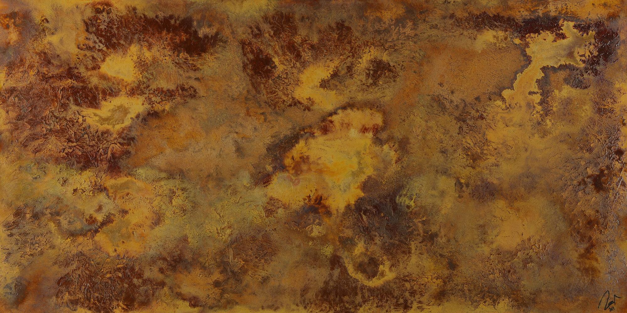 Abstraktes Acrylbild aus echtem Rost auf Leinwand handgemalt in XXL einzigartig