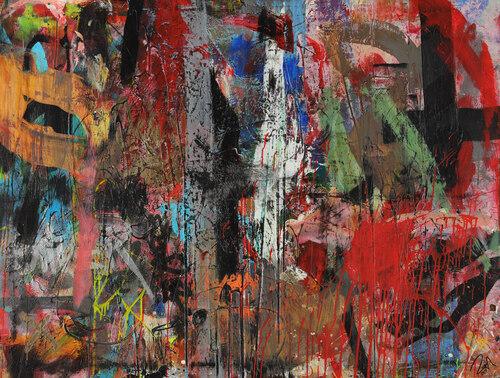 Abstraktes Acrylbild Mischtechnik zeitgenössisch expressionistisch handgemaltes Unikat auf Leinwand