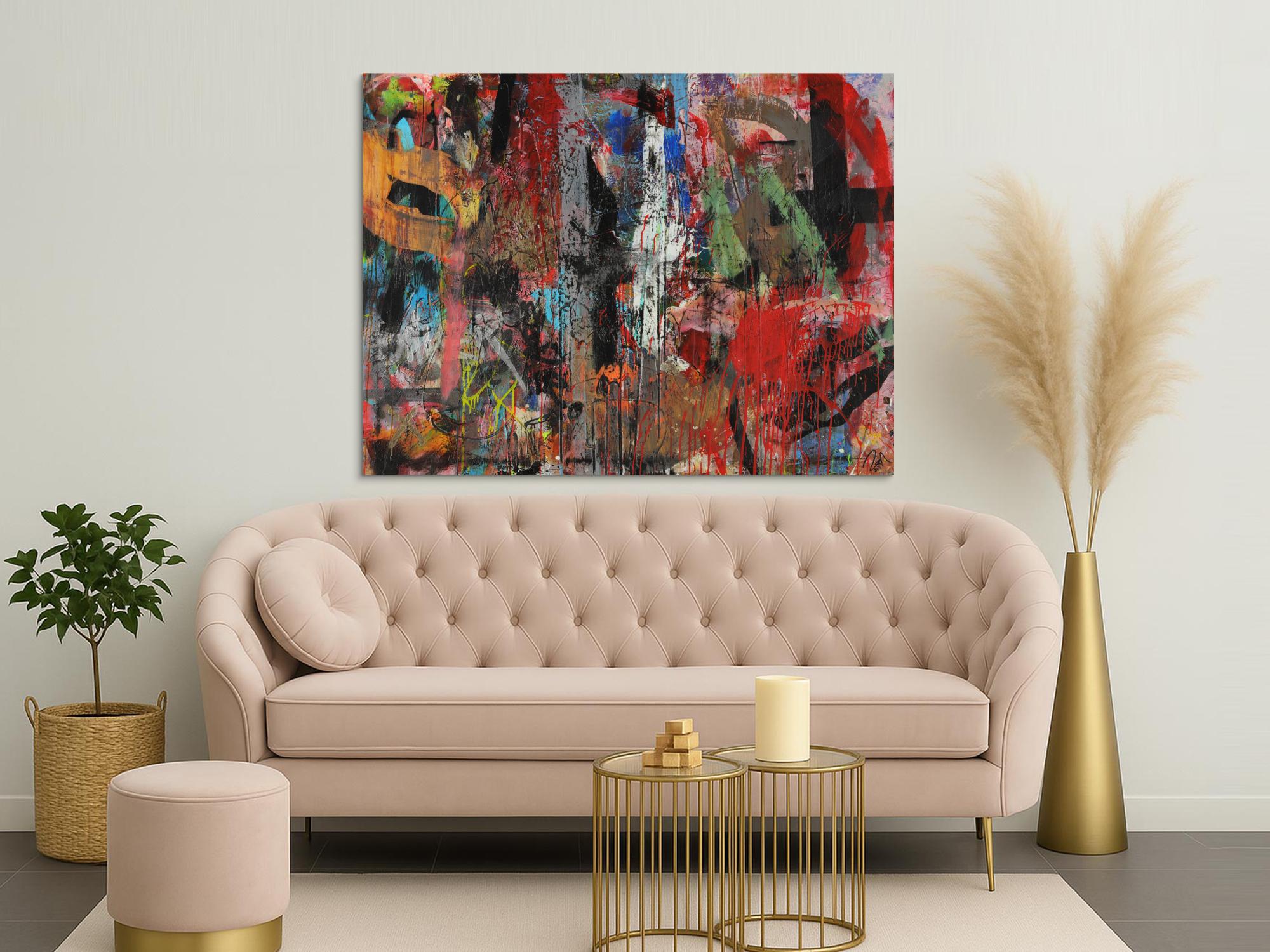 Abstraktes Acrylbild Mischtechnik zeitgenössisch expressionistisch handgemaltes Unikat auf Leinwand