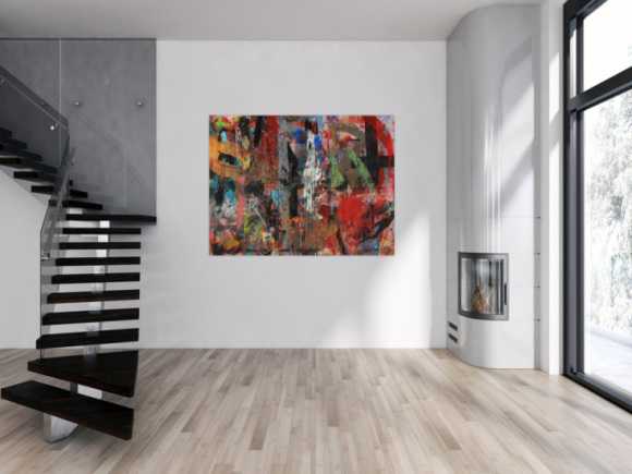 Abstraktes Acrylbild Mischtechnik zeitgenössisch expressionistisch handgemaltes Unikat auf Leinwand